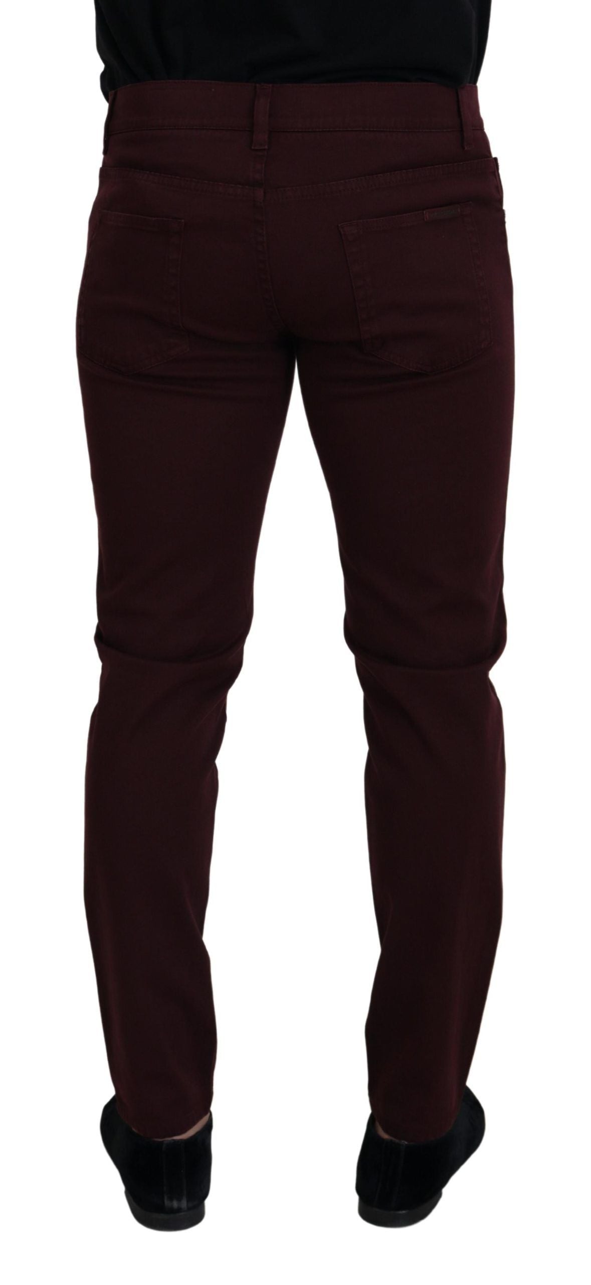 Dolce & Gabbana Slim Fit Bordeaux Jeans - Italian Men's Luxury