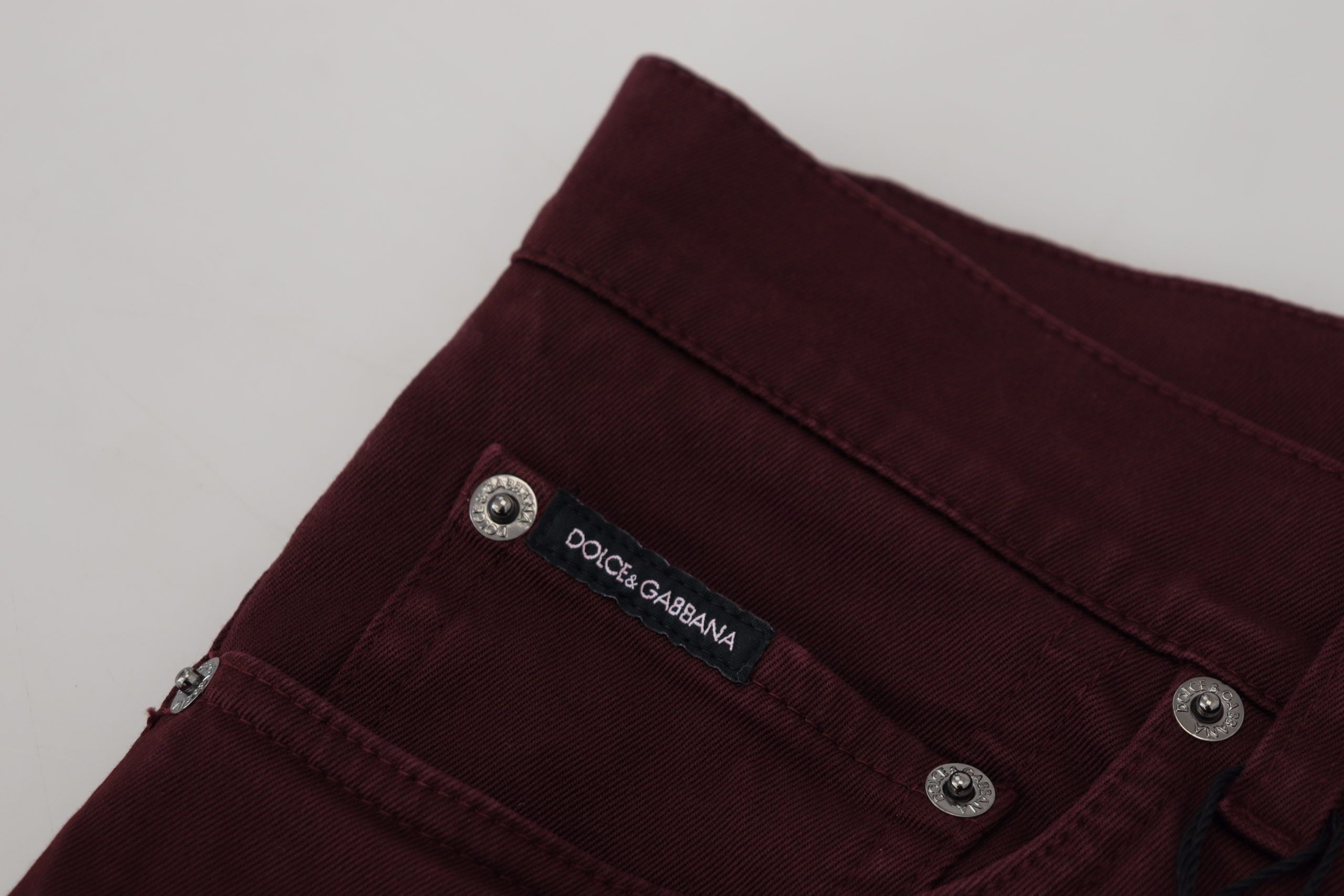 Dolce & Gabbana Slim Fit Bordeaux Jeans - Italian Men's Luxury