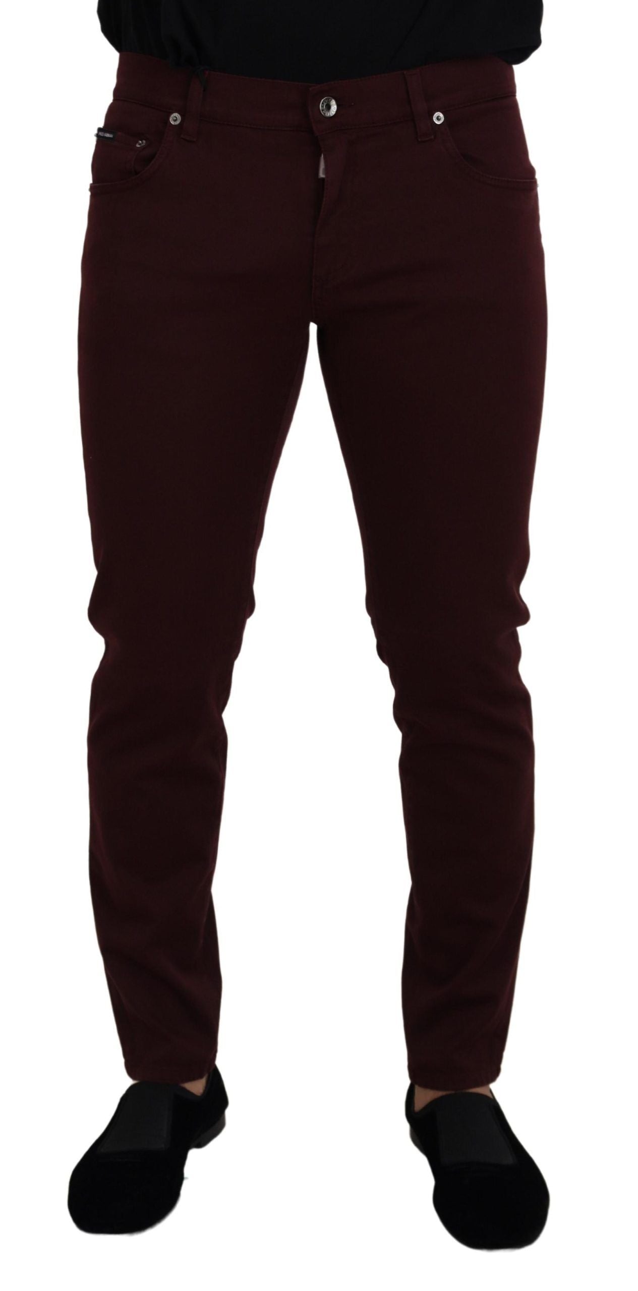 Dolce & Gabbana Slim Fit Bordeaux Jeans - Italian Men's Luxury
