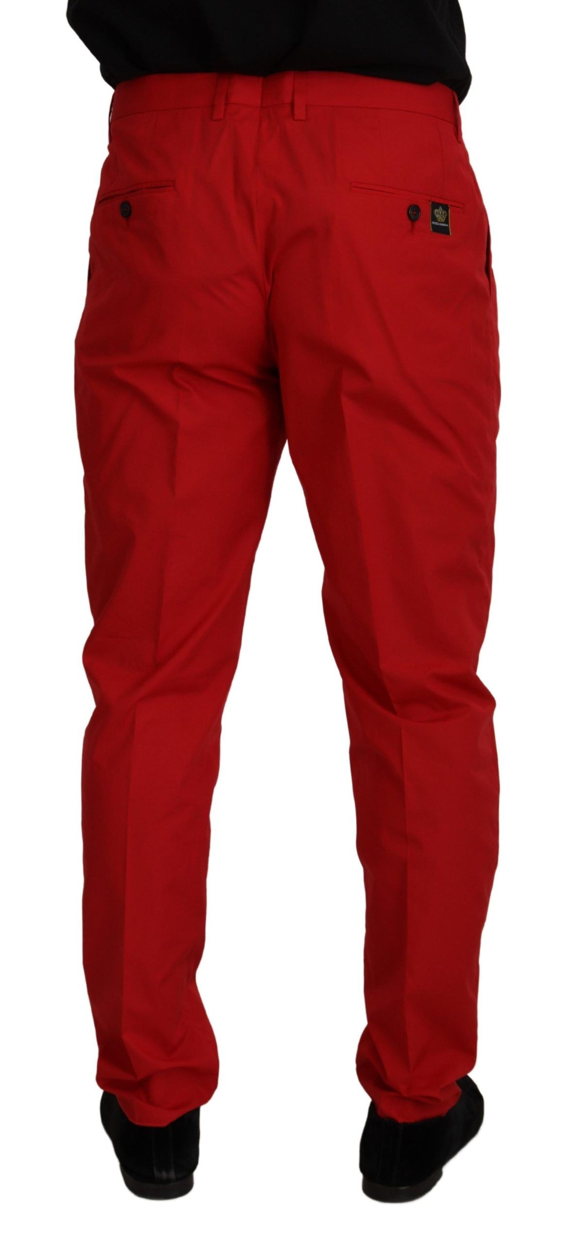 Dolce & Gabbana Red Cotton Slim Fit Trousers Chinos Men's Pants