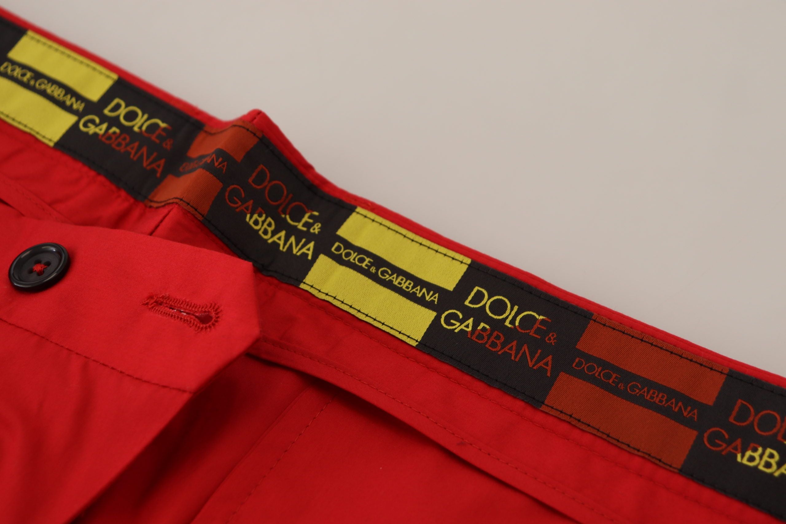 Dolce & Gabbana Red Cotton Slim Fit Trousers Chinos Men's Pants