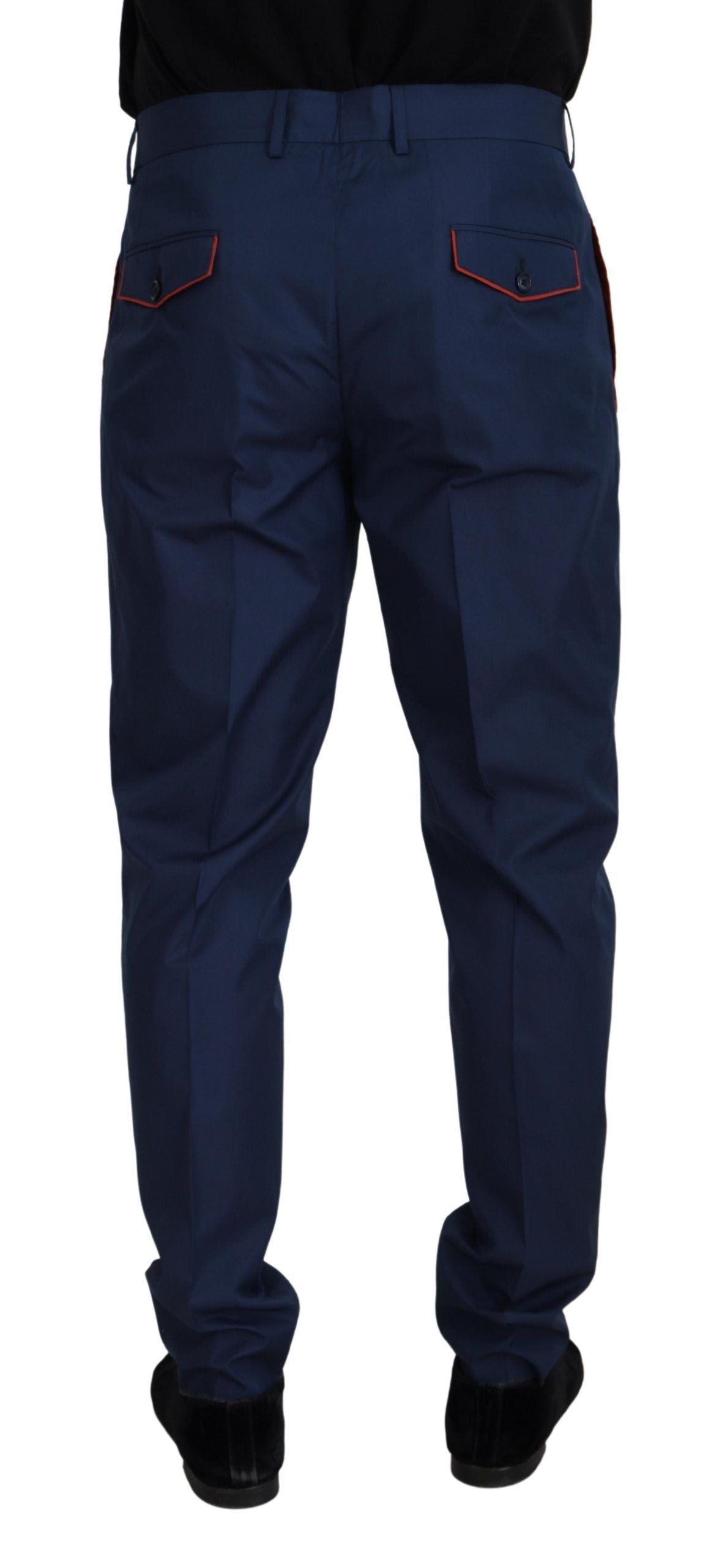 Dolce & Gabbana Blue Cotton Silk Trousers Chinos Men's Pants