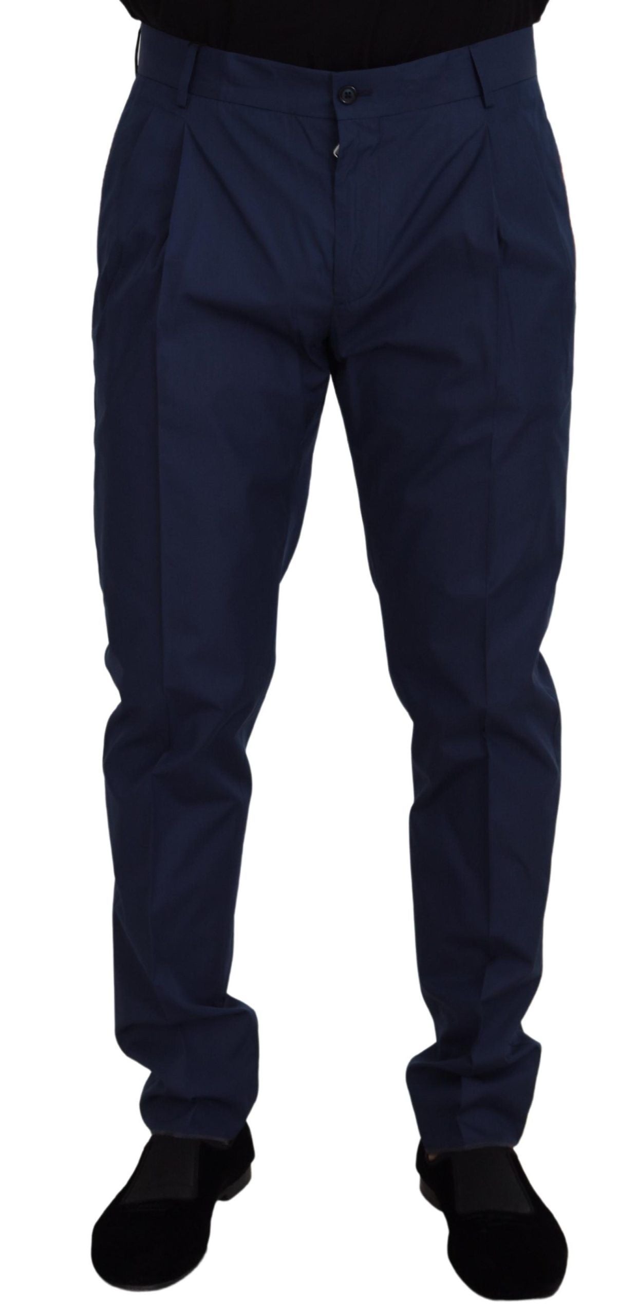 Dolce & Gabbana Elegant Slim Fit Chinos in Blue Silk Men's Blend