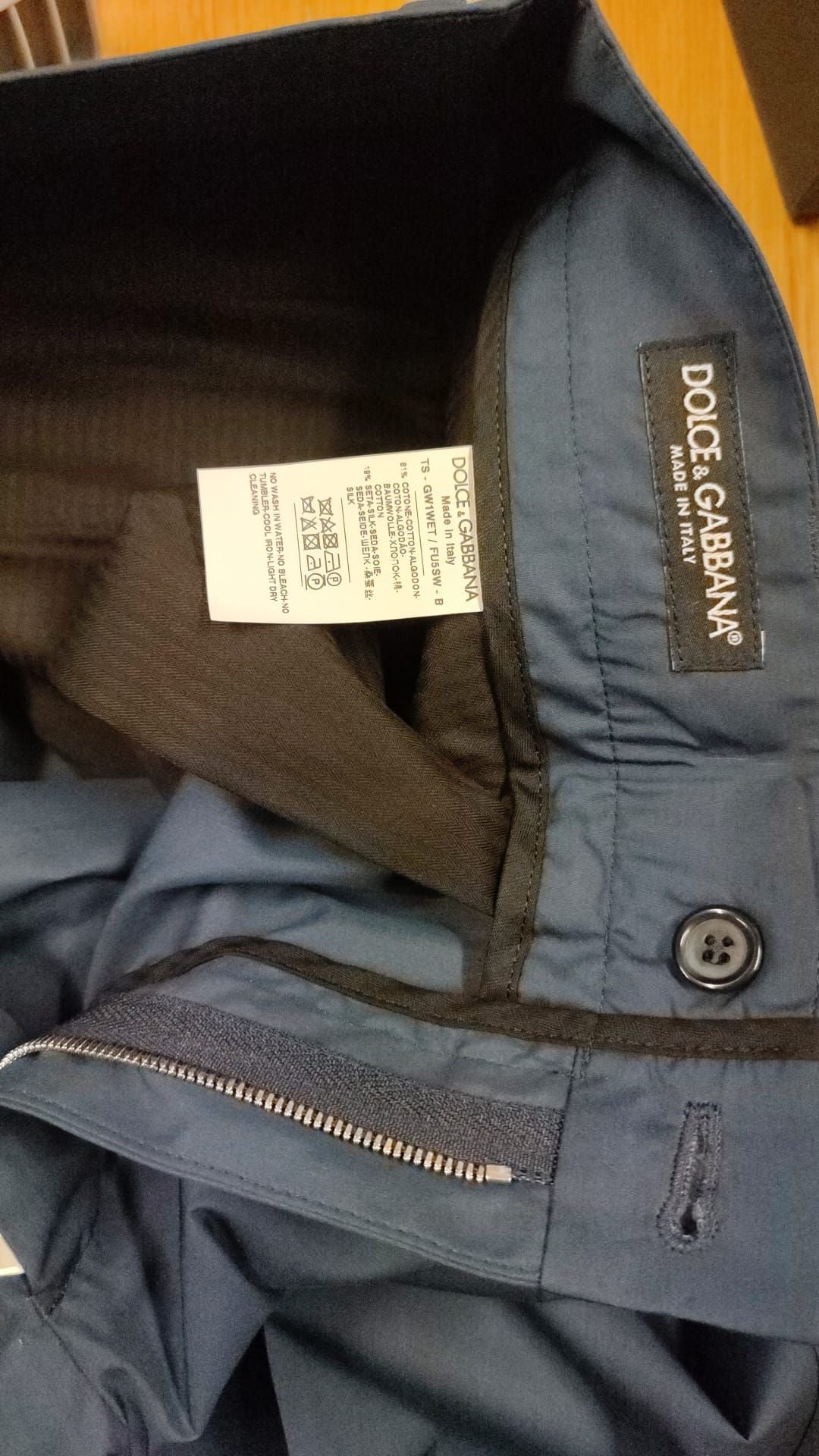Dolce & Gabbana Blue Cotton Silk Trousers Chinos Men's Pants