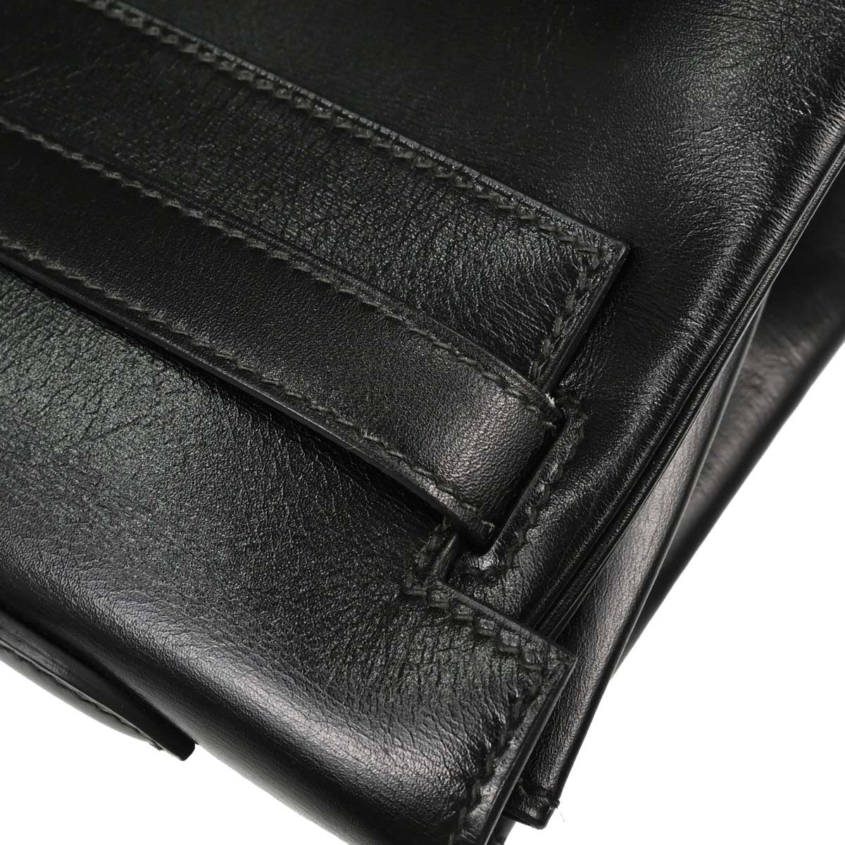 Hermes Kelly Black Box Calf With Gold Hardware Black Calfskin Handbag (Pre-Owned)