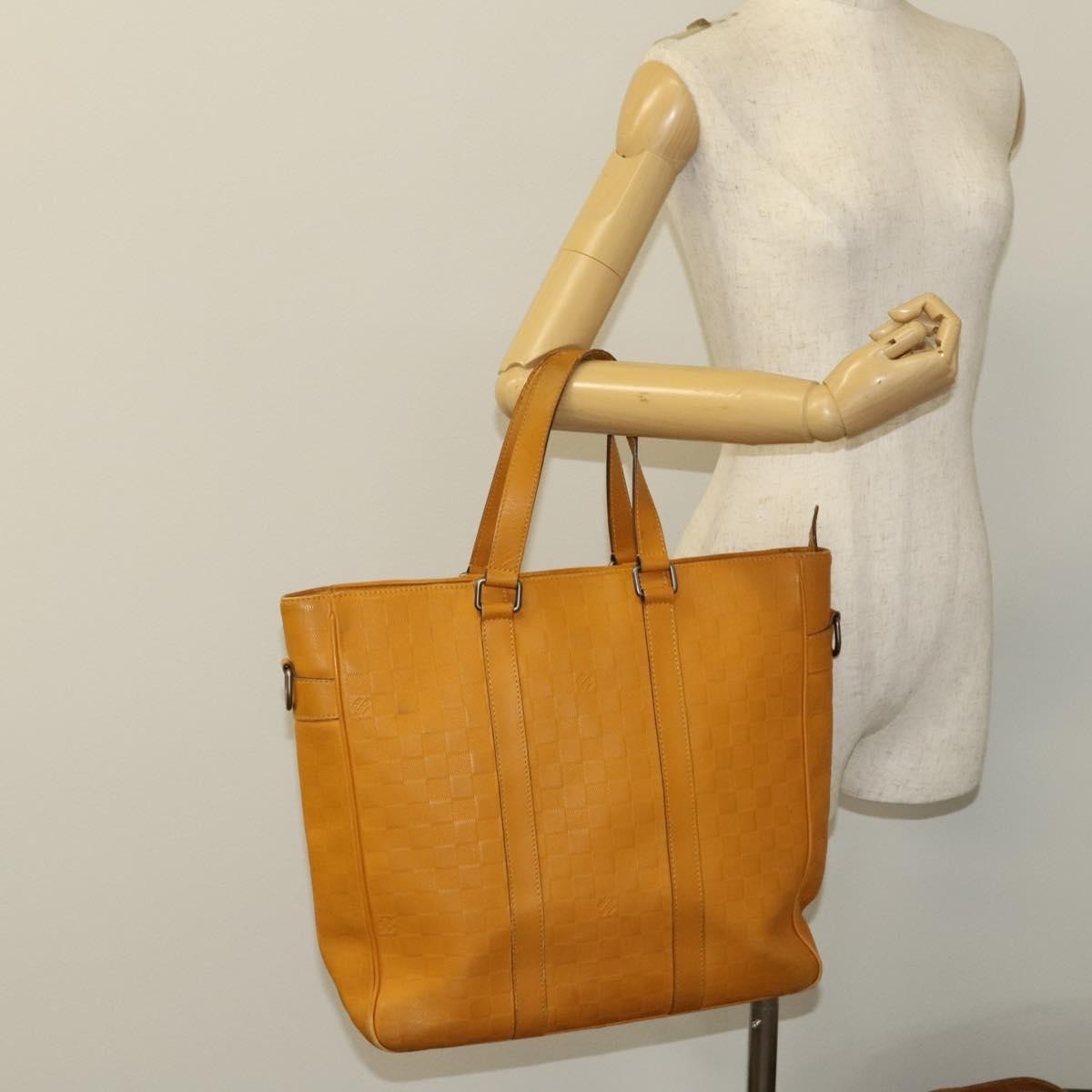Louis Vuitton Tadao Damier Infini Leather Yellow Leather Handbag (Pre-Owned)