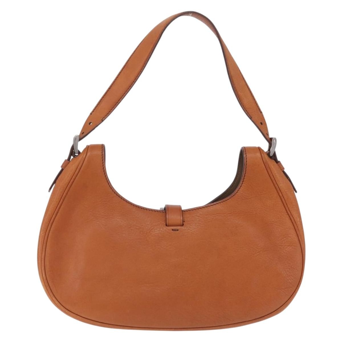 Prada Shoulder Leather Brown Leather Shoulder Bag Bag (Pre-Owned)