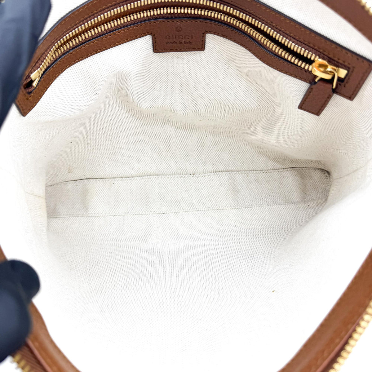 Gucci Zip Messenger Jumbo Gg Canvas Brown Canvas Handbag (Pre-Owned)