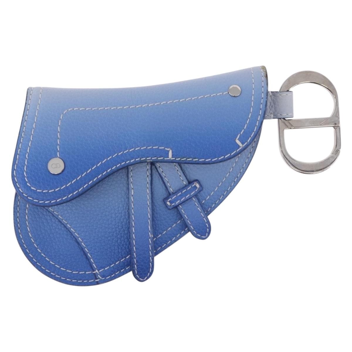 Christian Dior Saddle Wristlet Clutch Leather Blue Leather Clutche & Pouche Bag (Pre-Owned)