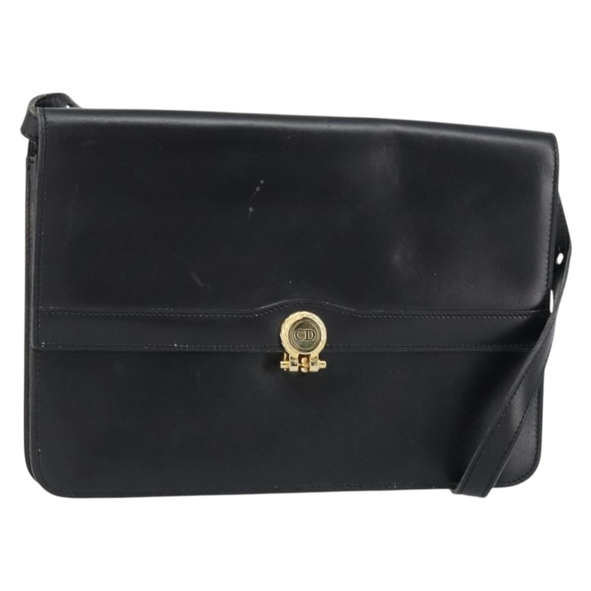 Christian Dior Vintage Leather Black Leather Shoulder Bag Bag (Pre-Owned)