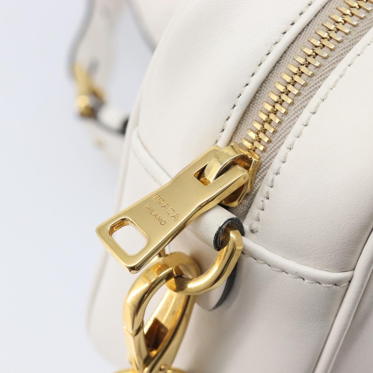 Prada Mirage Camera Leather White Leather Handbag (Pre-Owned)