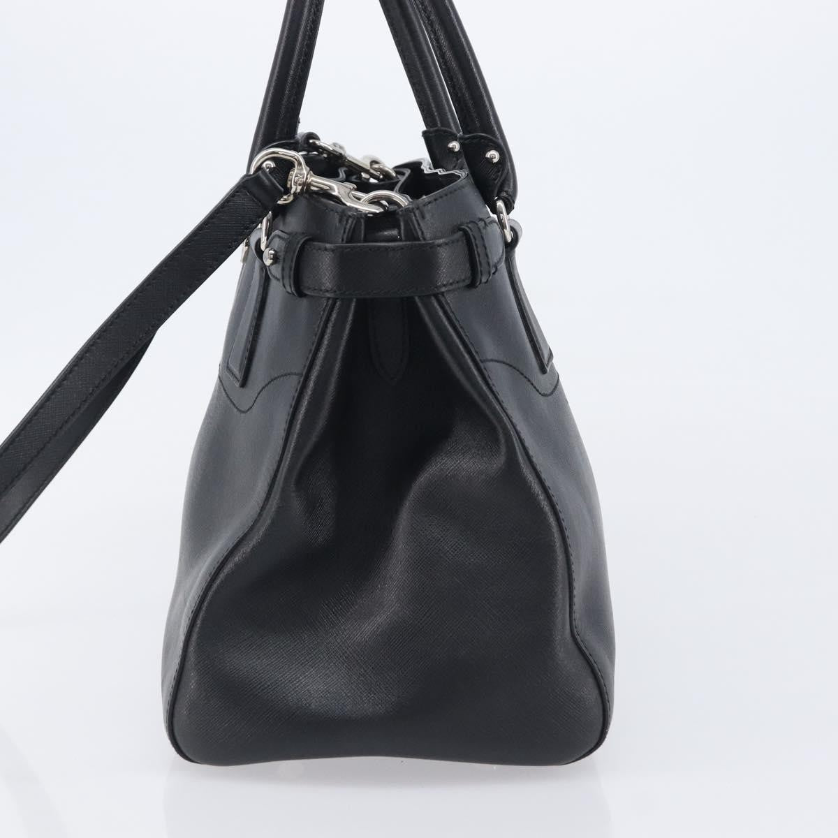 Salvatore Ferragamo Beky Saffiano Leather Black Leather Tote Bag Bag (Pre-Owned)