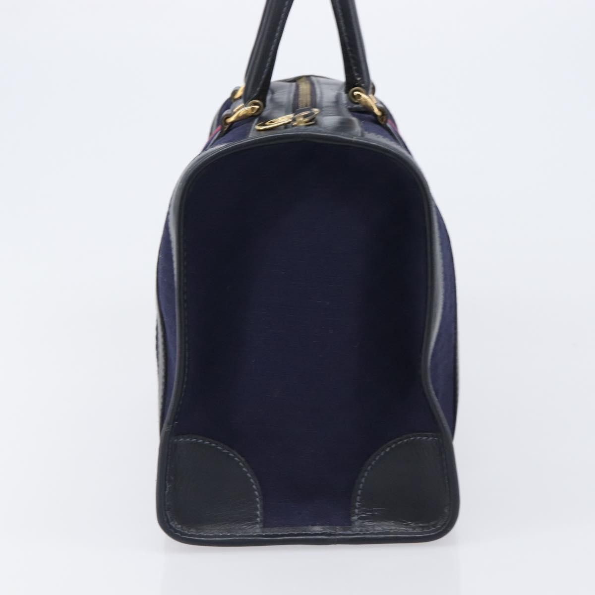 Gucci Vintage Web Boston Gg Canvas Navy Canvas Handbag (Pre-Owned)