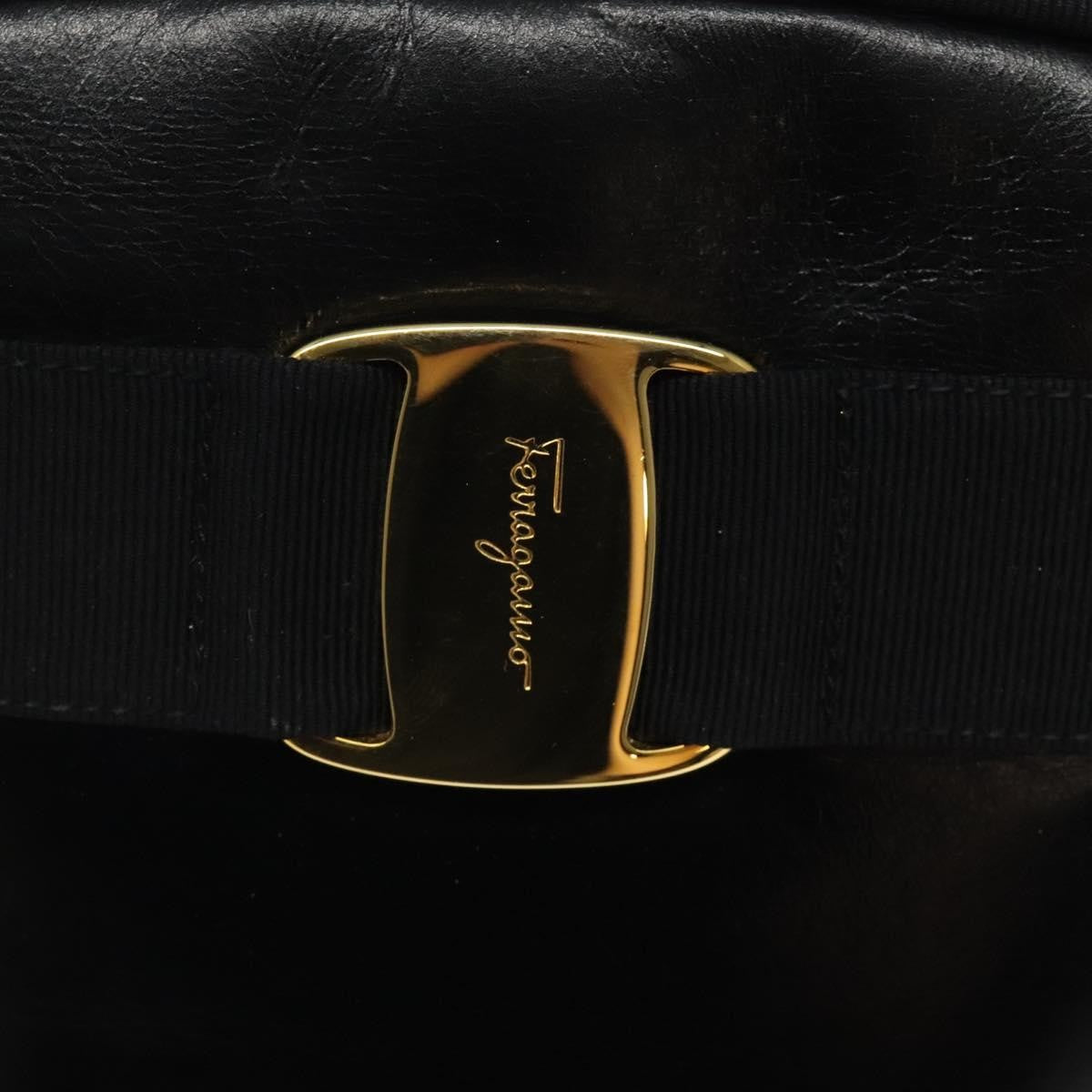 Salvatore Ferragamo Vara Bow Camera Leather Black Leather Shoulder Bag Bag (Pre-Owned)