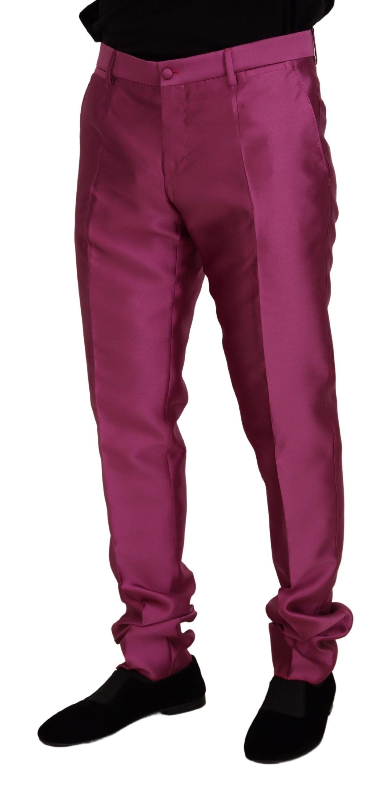 Dolce & Gabbana Pink Silk Slim Trousers Dress Formal Men's Pants