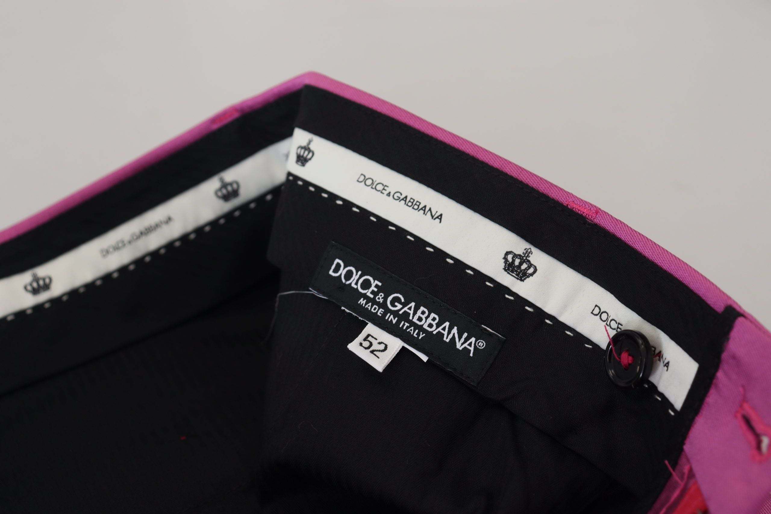 Dolce & Gabbana Pink Silk Slim Trousers Dress Formal Men's Pants