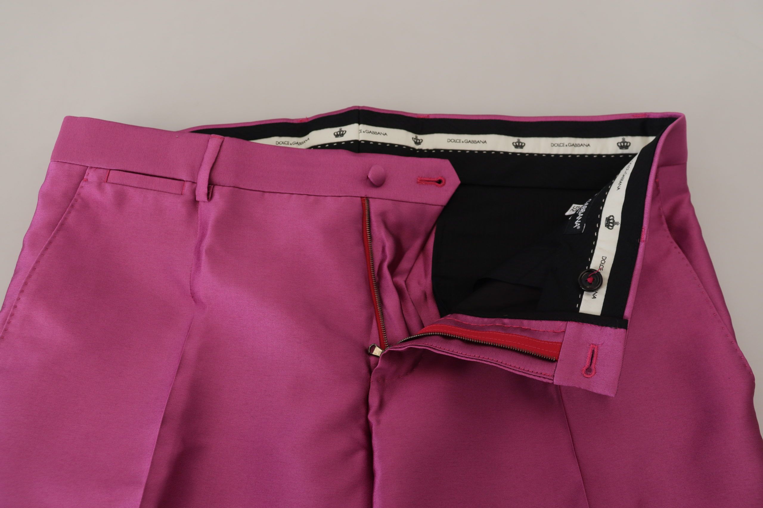 Dolce & Gabbana Pink Silk Slim Trousers Dress Formal Men's Pants