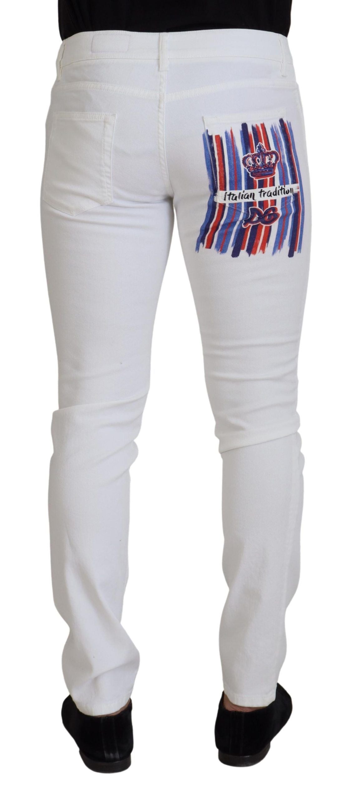 Dolce & Gabbana White Slim Skinny Stretch Cotton Denim Men's Jeans