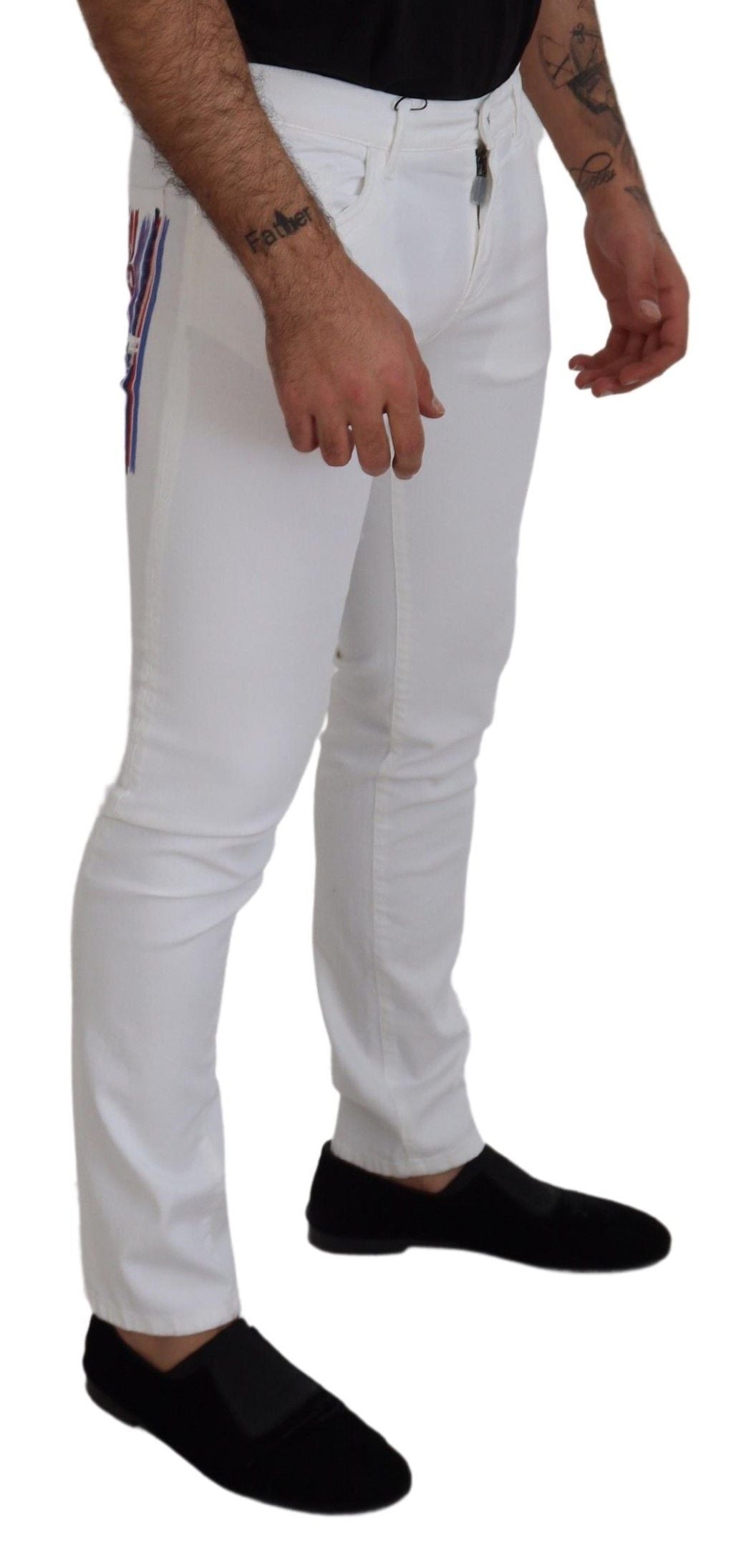 Dolce & Gabbana White Slim Skinny Stretch Cotton Denim Men's Jeans