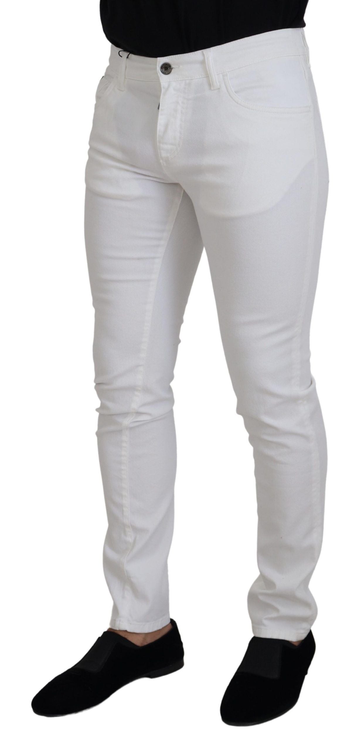 Dolce & Gabbana White Slim Skinny Stretch Cotton Denim Men's Jeans
