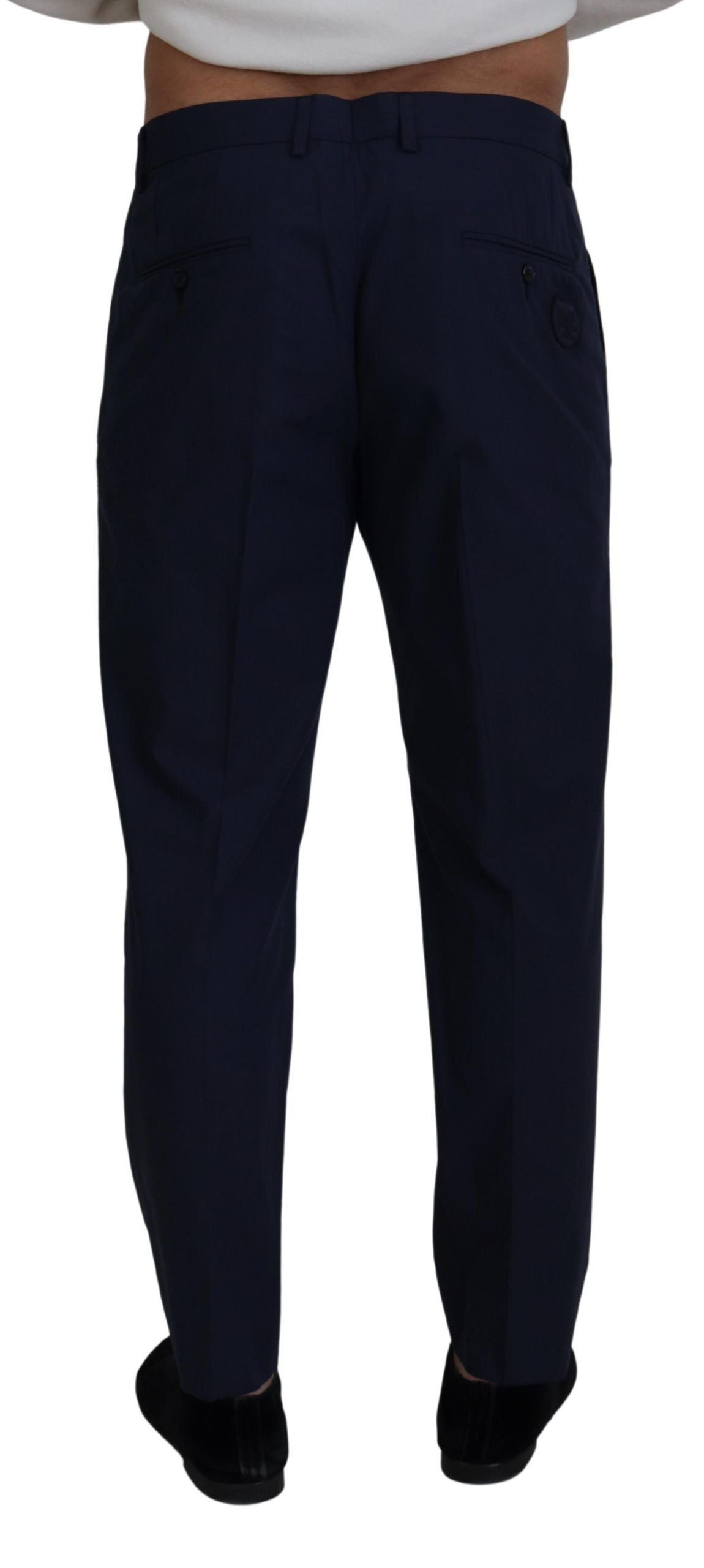 Dolce & Gabbana Blue Cotton Slim Trousers Chinos Men's Pants