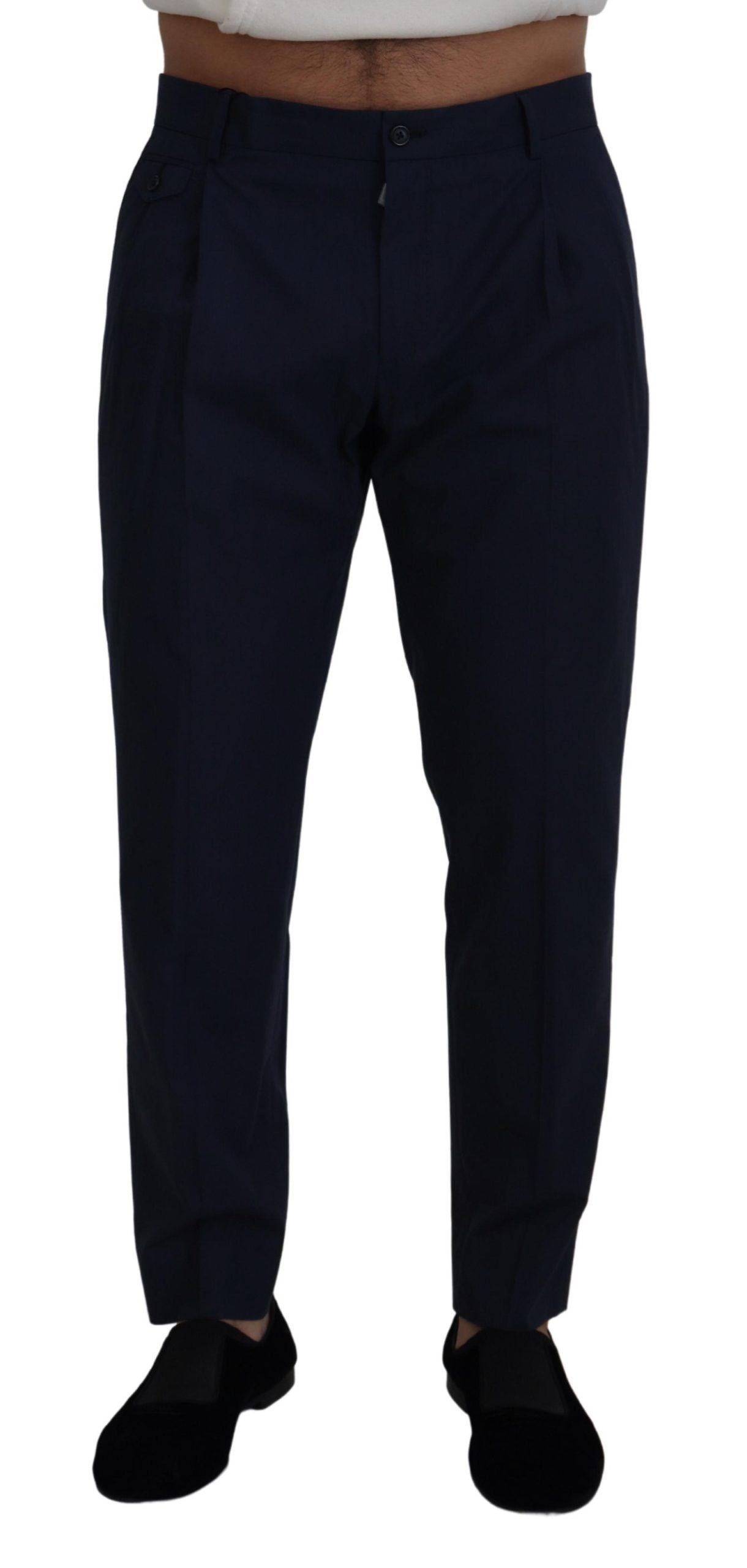 Dolce & Gabbana Blue Cotton Slim Trousers Chinos Men's Pants