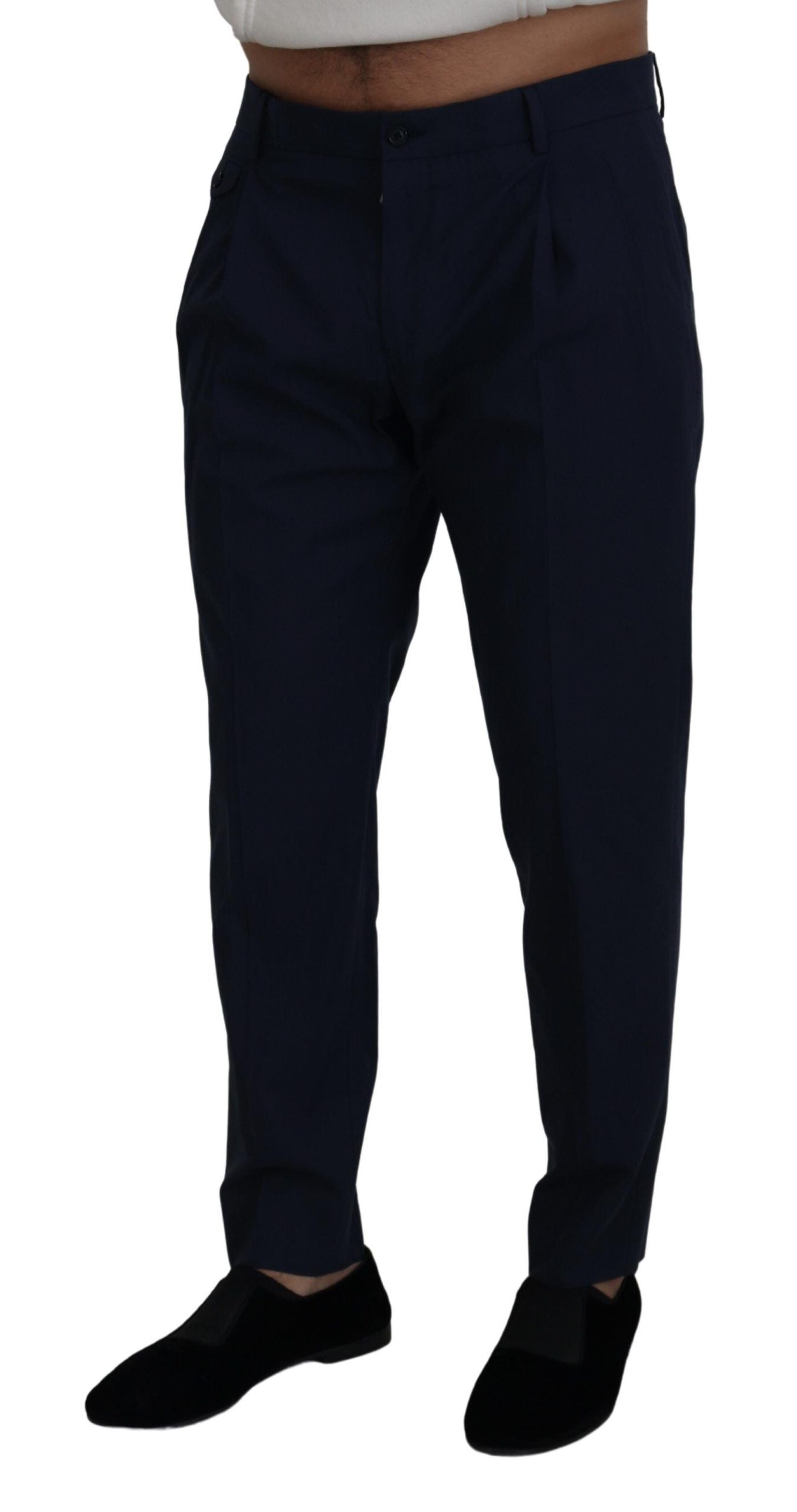 Dolce & Gabbana Blue Cotton Slim Trousers Chinos Men's Pants