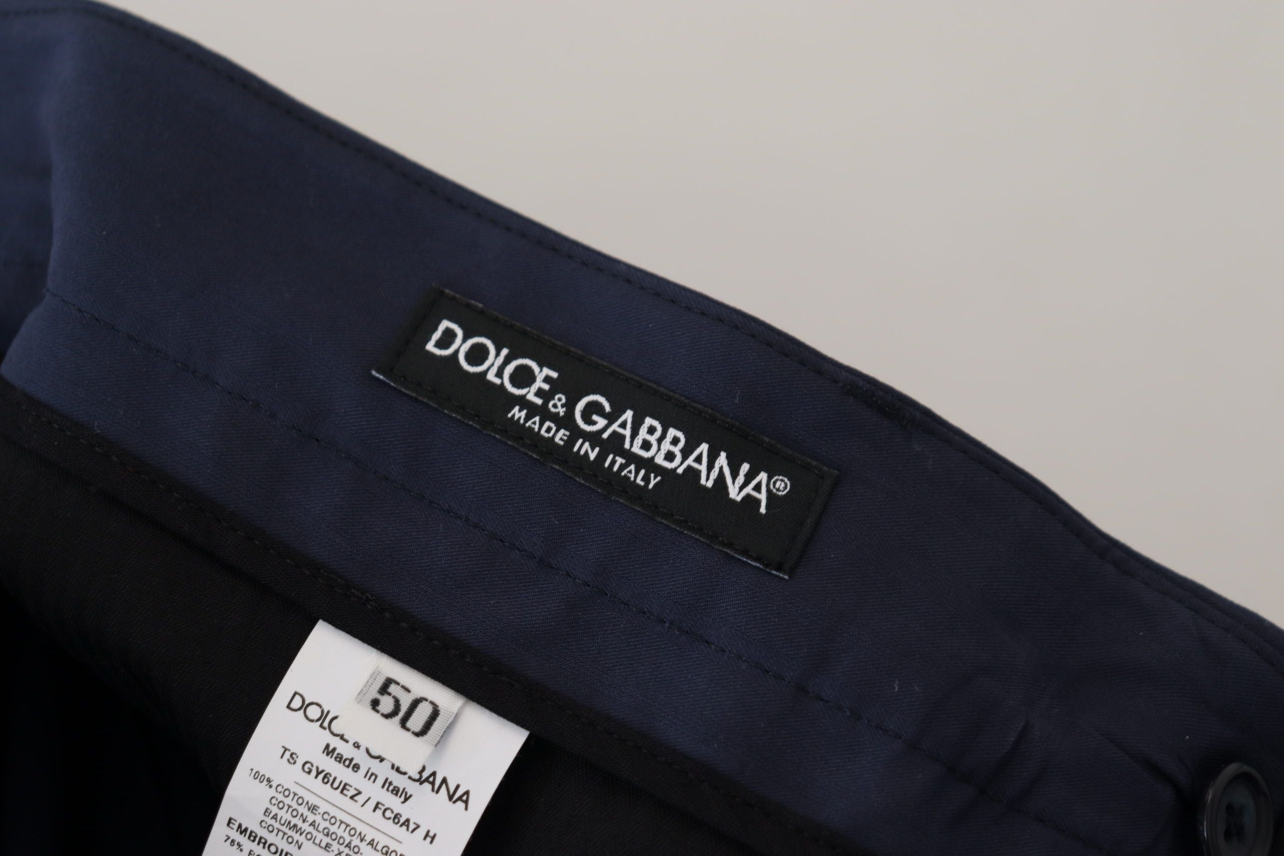 Dolce & Gabbana Blue Cotton Slim Trousers Chinos Men's Pants
