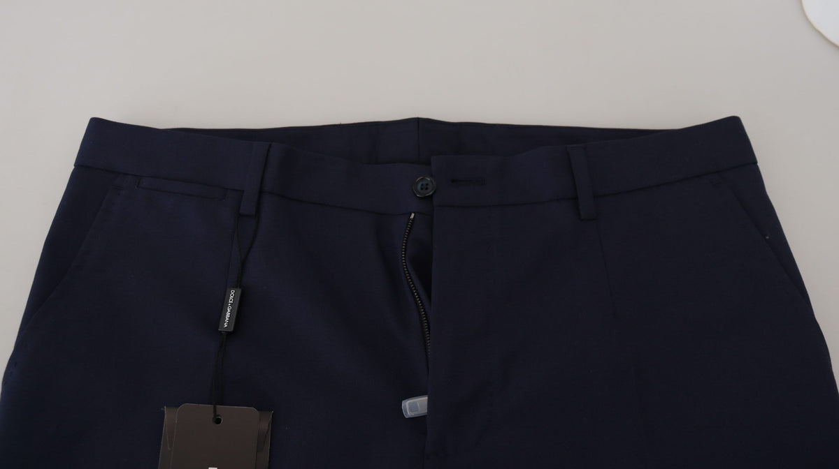 Dolce & Gabbana Blue Linen Cotton Slim Trousers Chinos Men's Pants