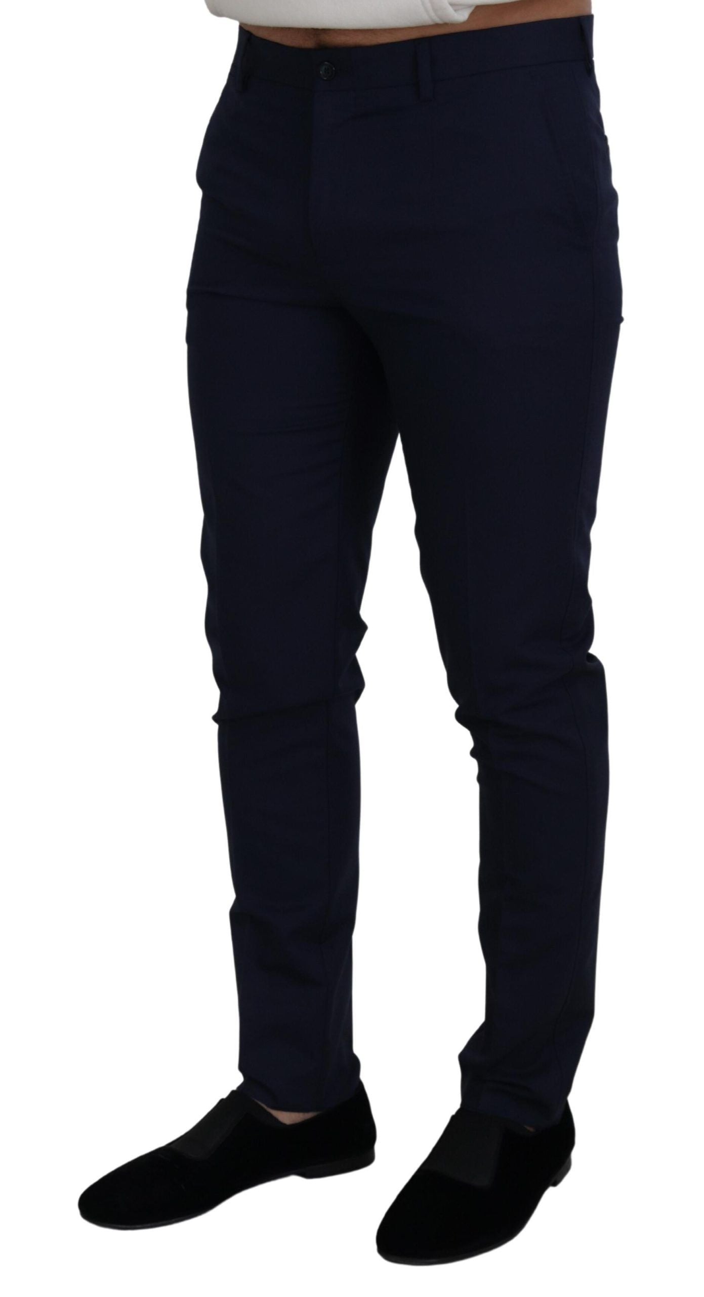 Dolce & Gabbana Blue Linen Cotton Slim Trousers Chinos Men's Pants
