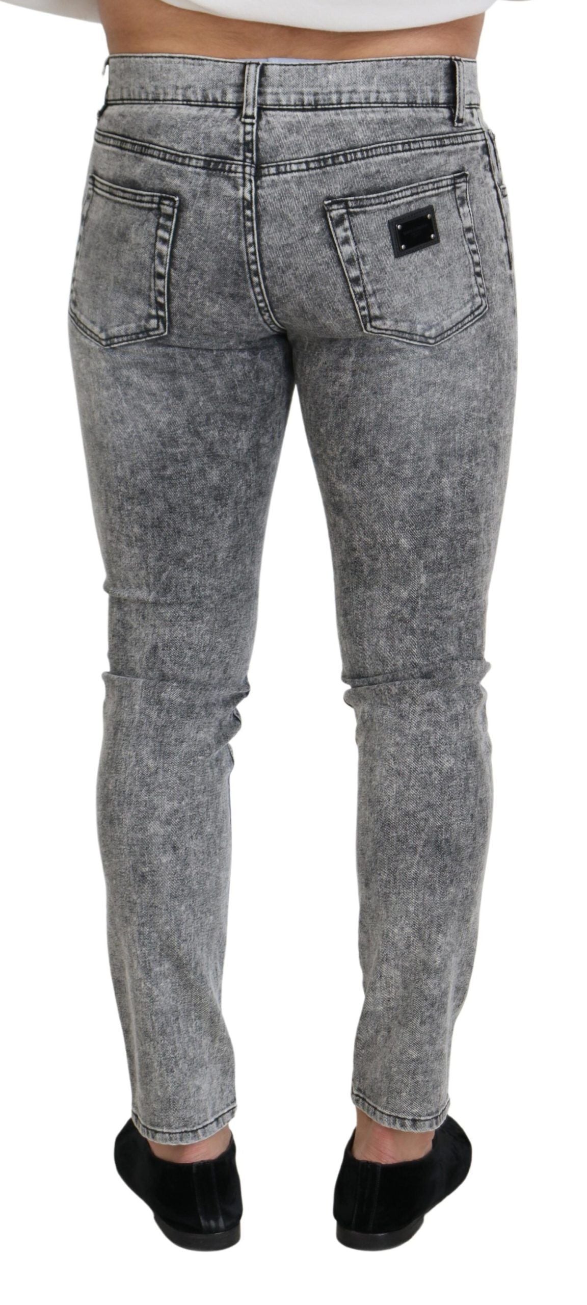 Dolce & Gabbana Gray Slim Fit Wash Stretch Cotton Denim Men's Jeans