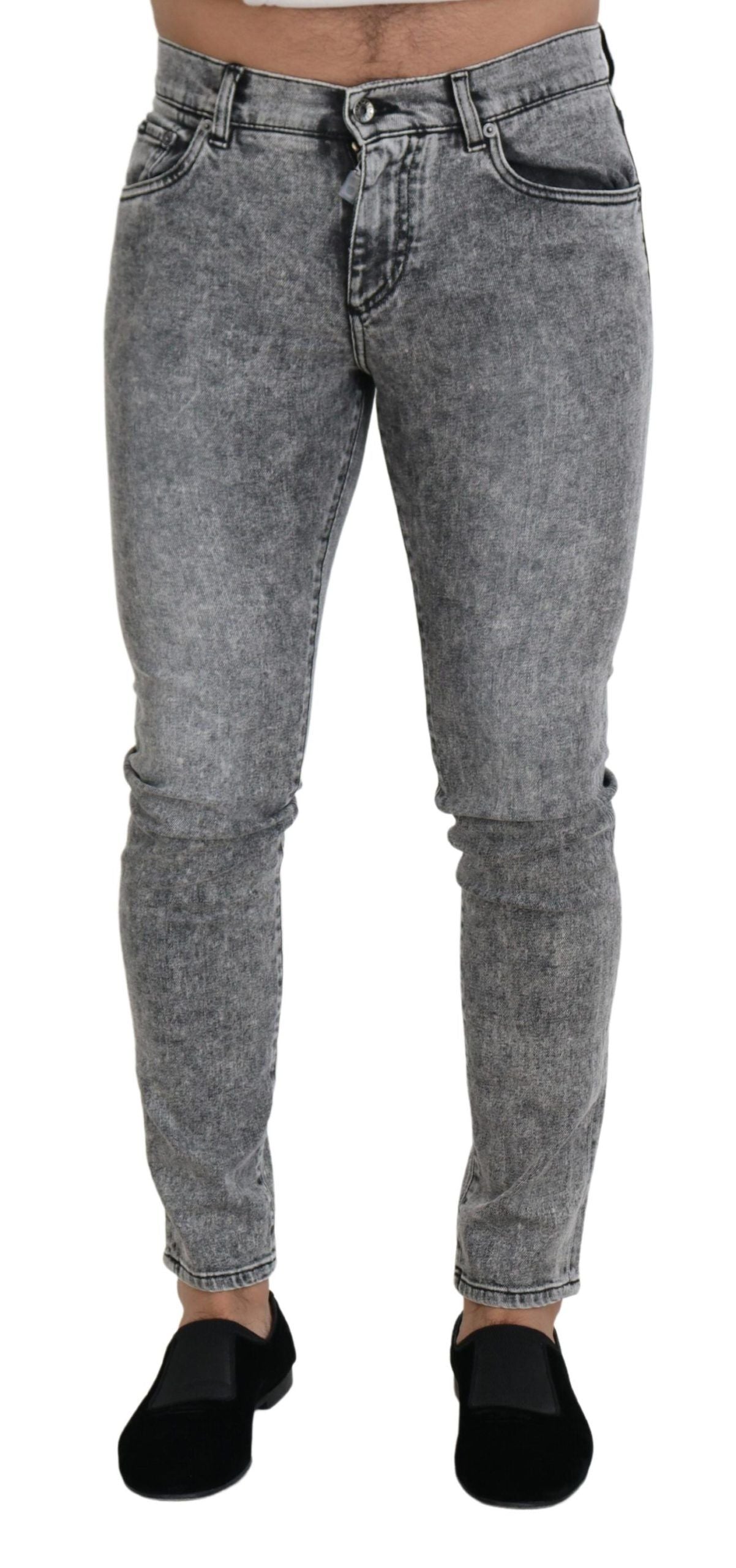 Dolce & Gabbana Gray Slim Fit Wash Stretch Cotton Denim Men's Jeans