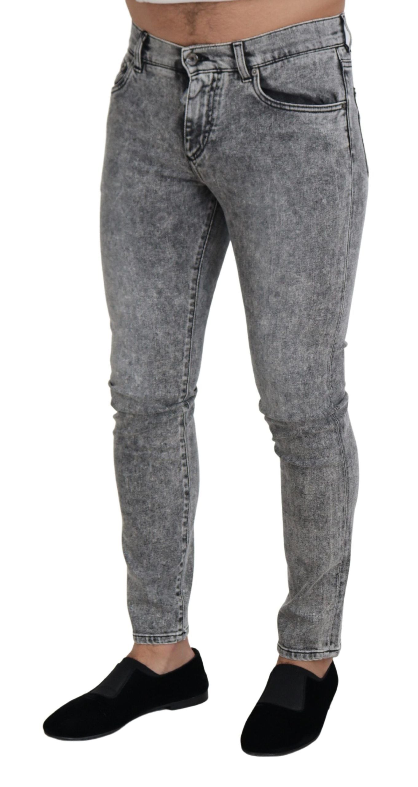 Dolce & Gabbana Gray Slim Fit Wash Stretch Cotton Denim Men's Jeans