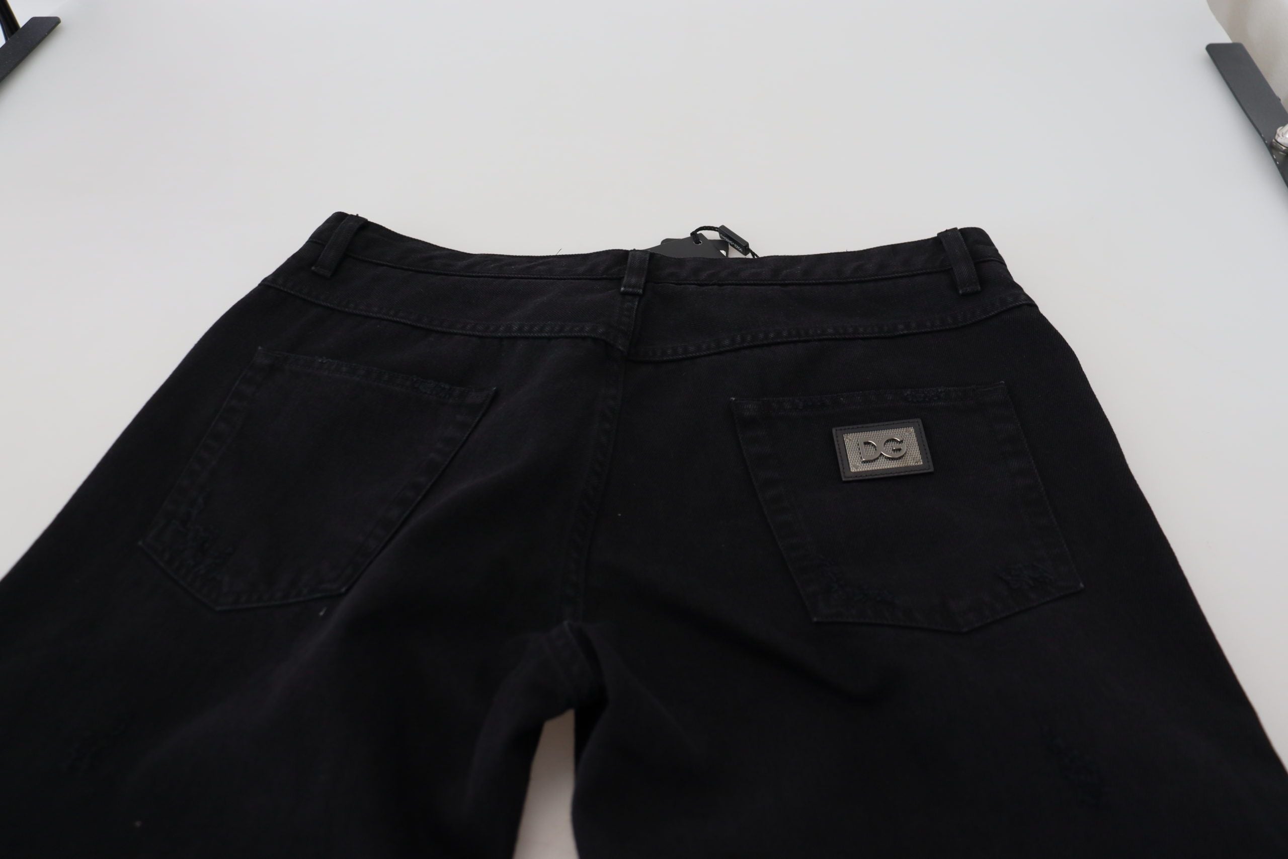 Dolce & Gabbana Black Loose Regular Torn Cotton Men's Jeans