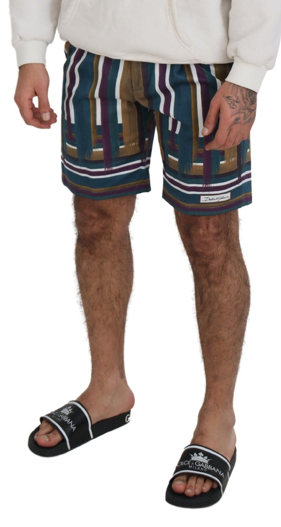 Dolce & Gabbana Multicolor Striped Stretch Cotton Men's Shorts
