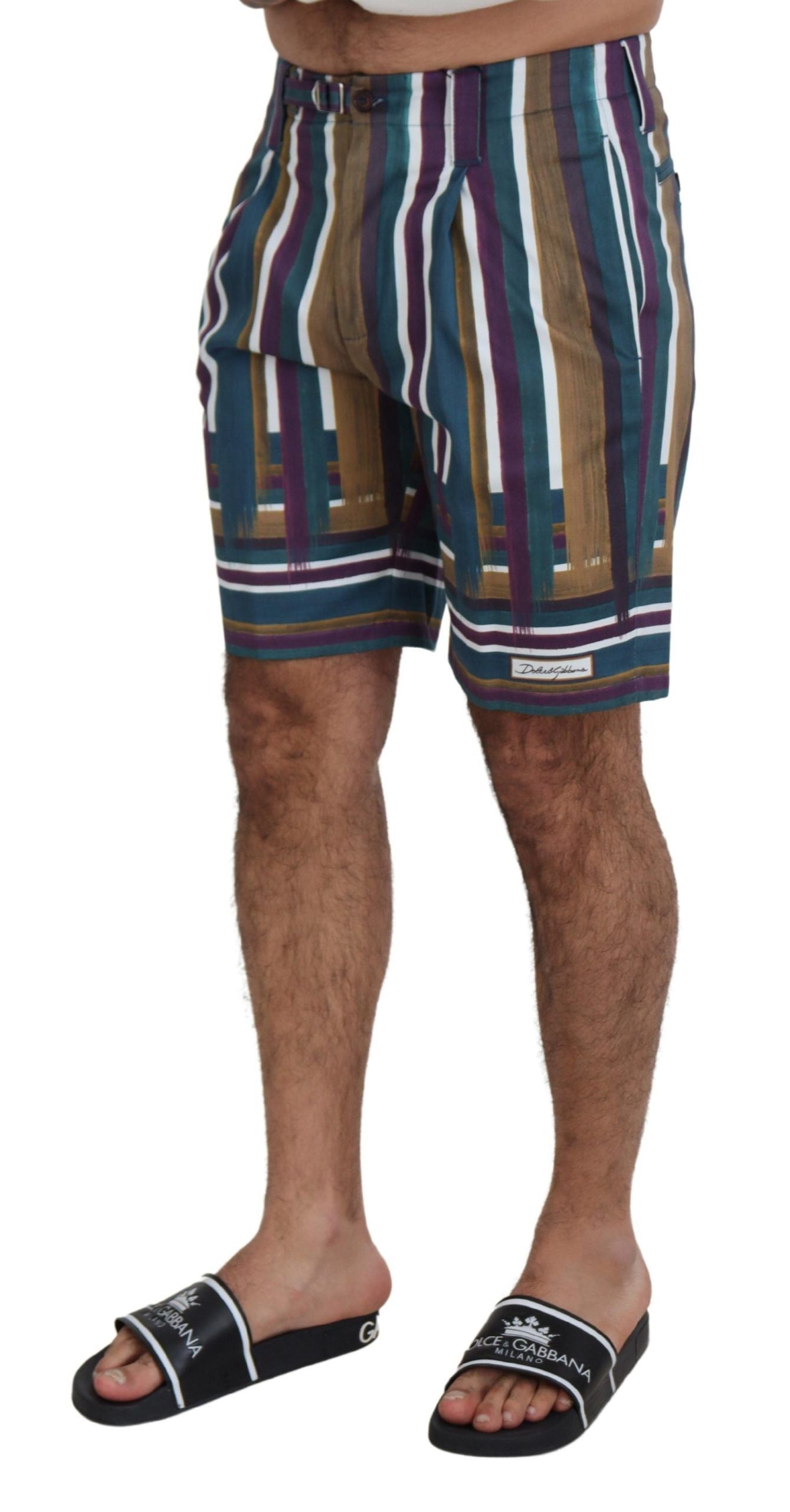 Dolce & Gabbana Multicolor Striped Stretch Cotton Men's Shorts