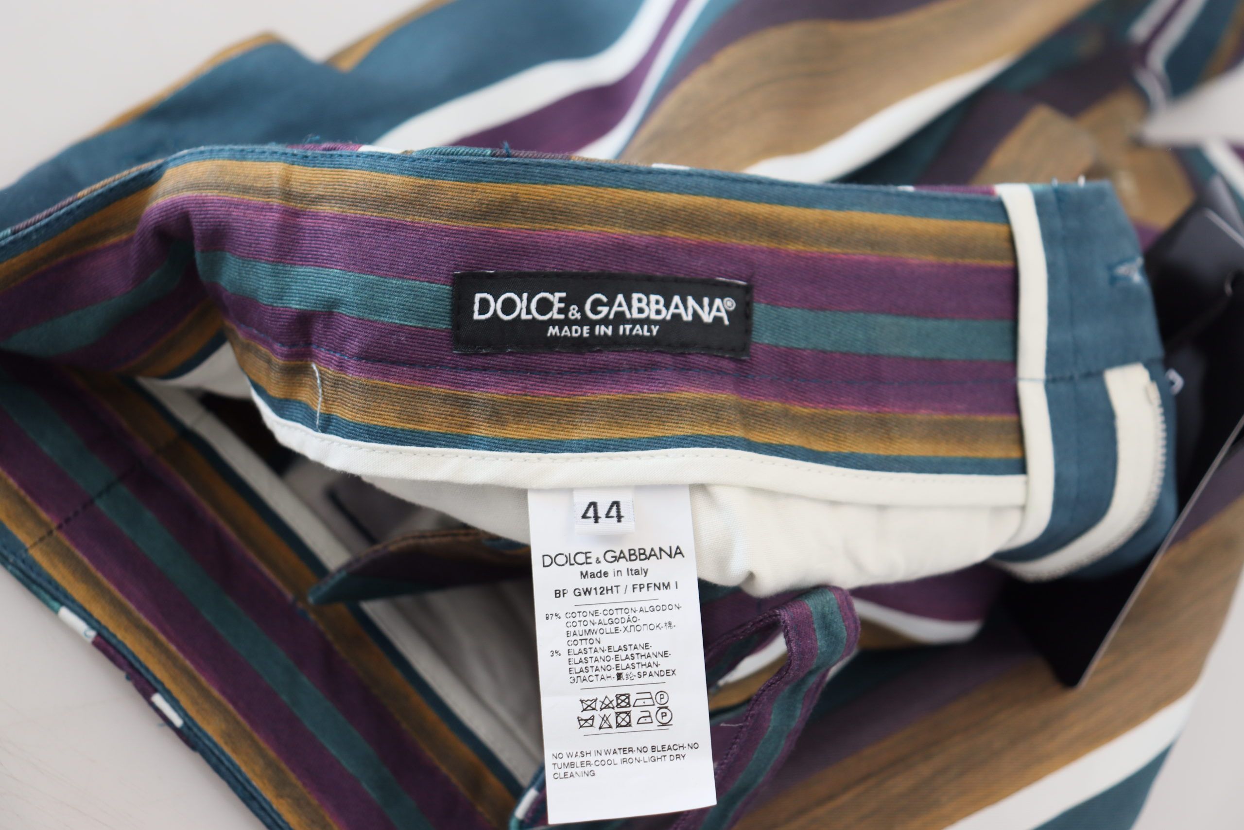Dolce & Gabbana Multicolor Striped Stretch Cotton Men's Shorts
