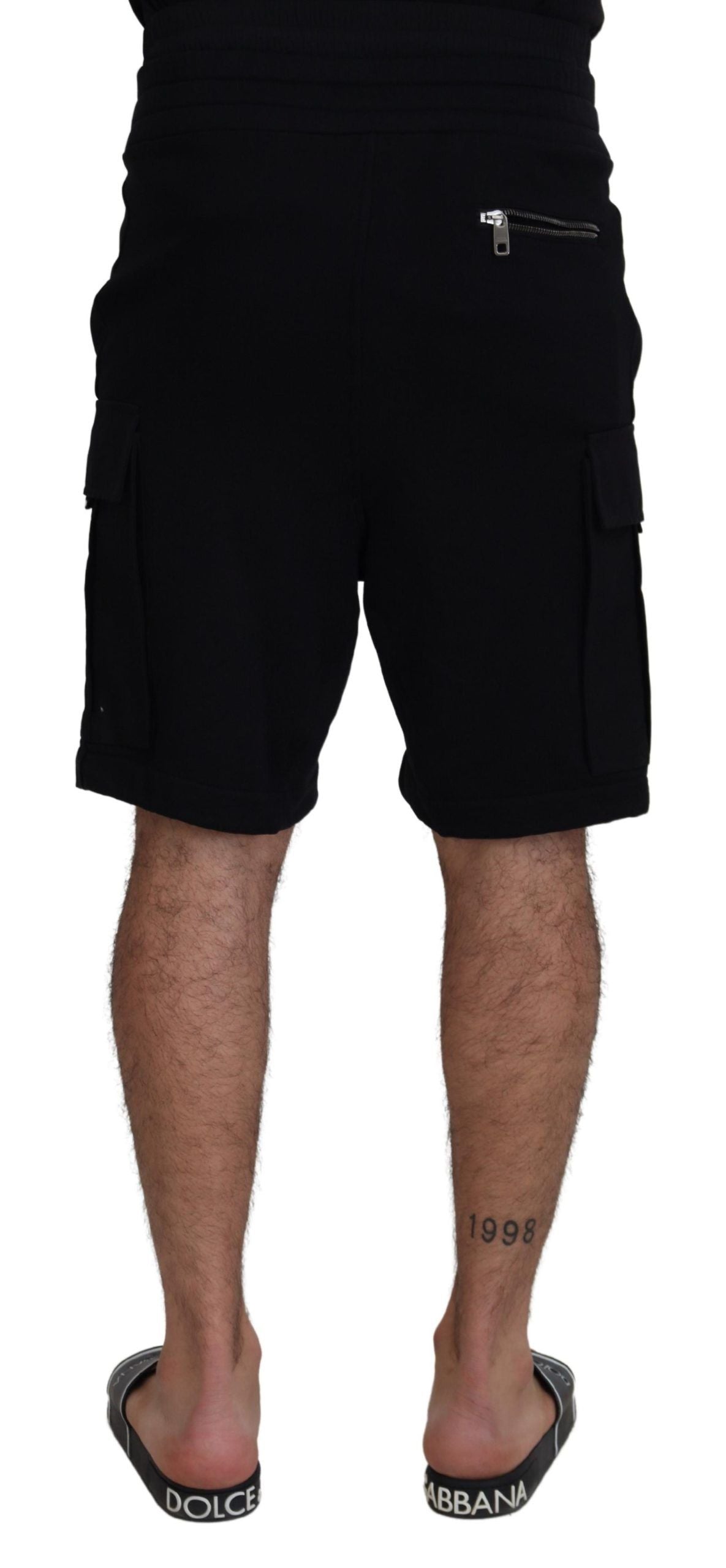 Dolce & Gabbana Black Cotton Bermuda Cargo Men's Shorts