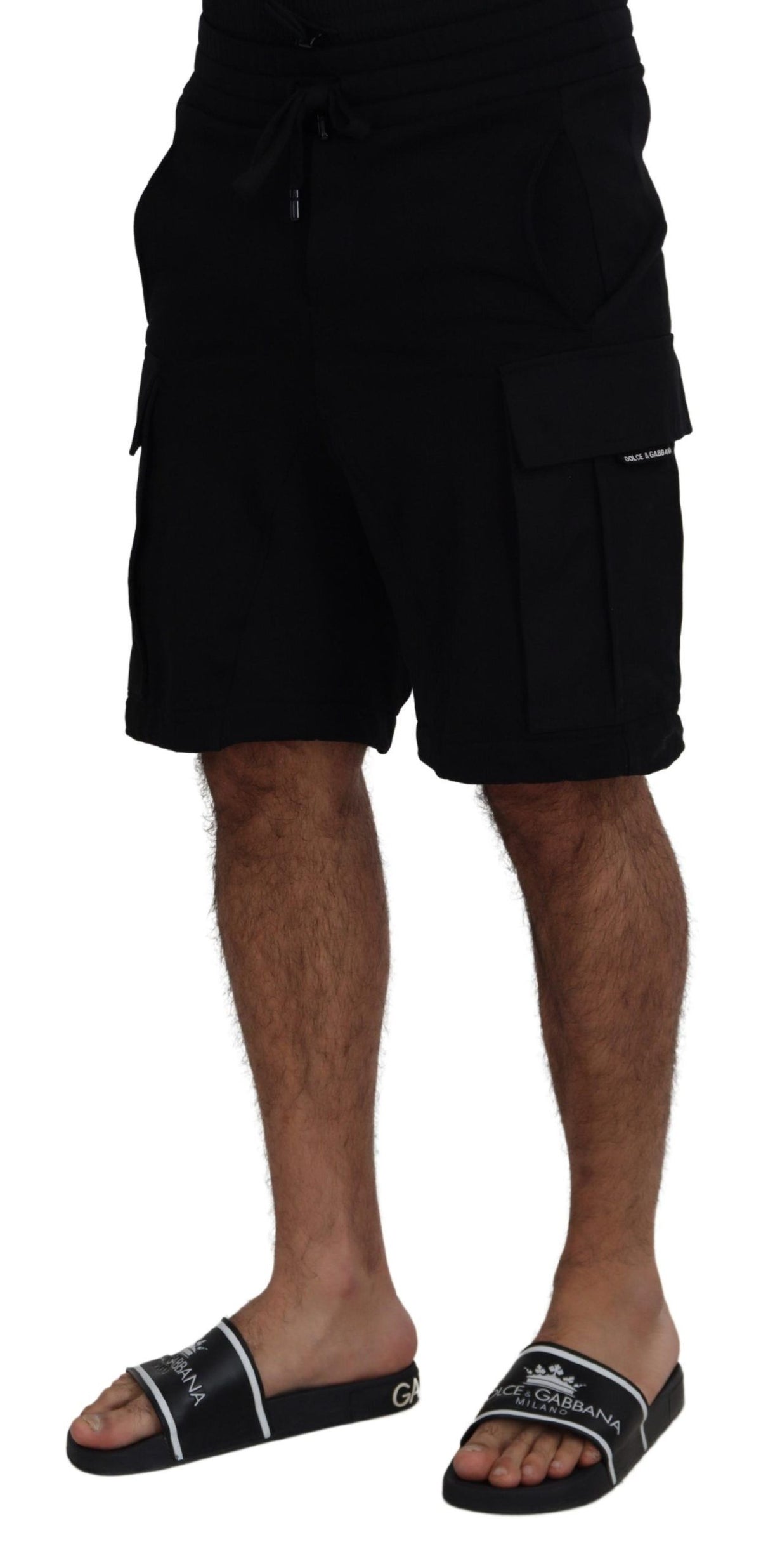 Dolce & Gabbana Black Cotton Bermuda Cargo Men's Shorts