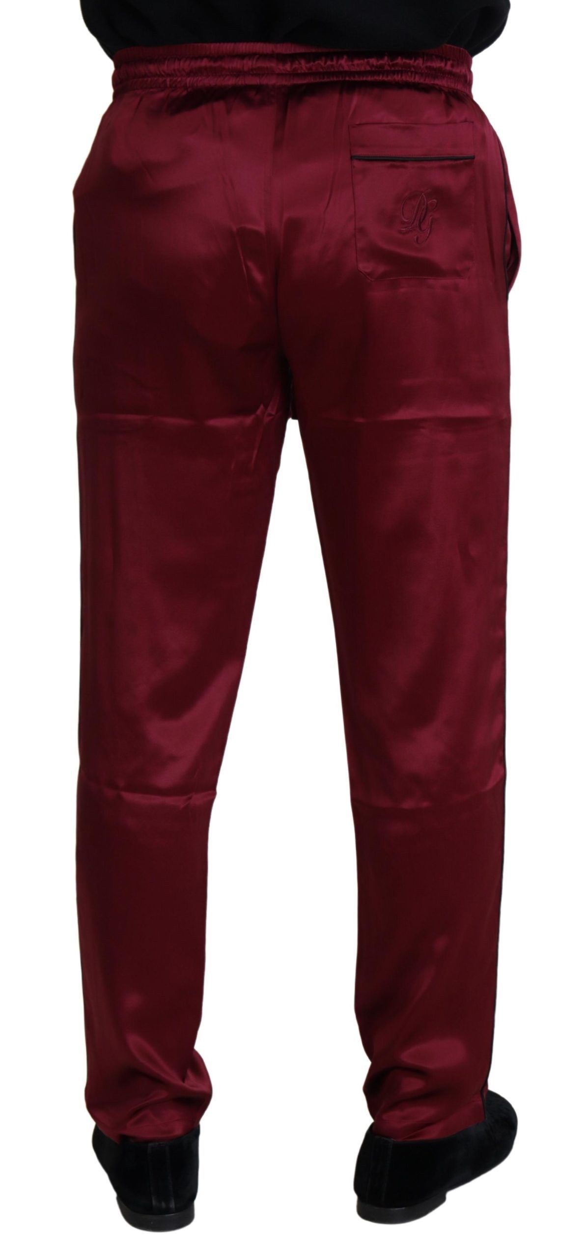 Dolce & Gabbana Bordeaux Silk DG Sleep Lounge Men's Pants