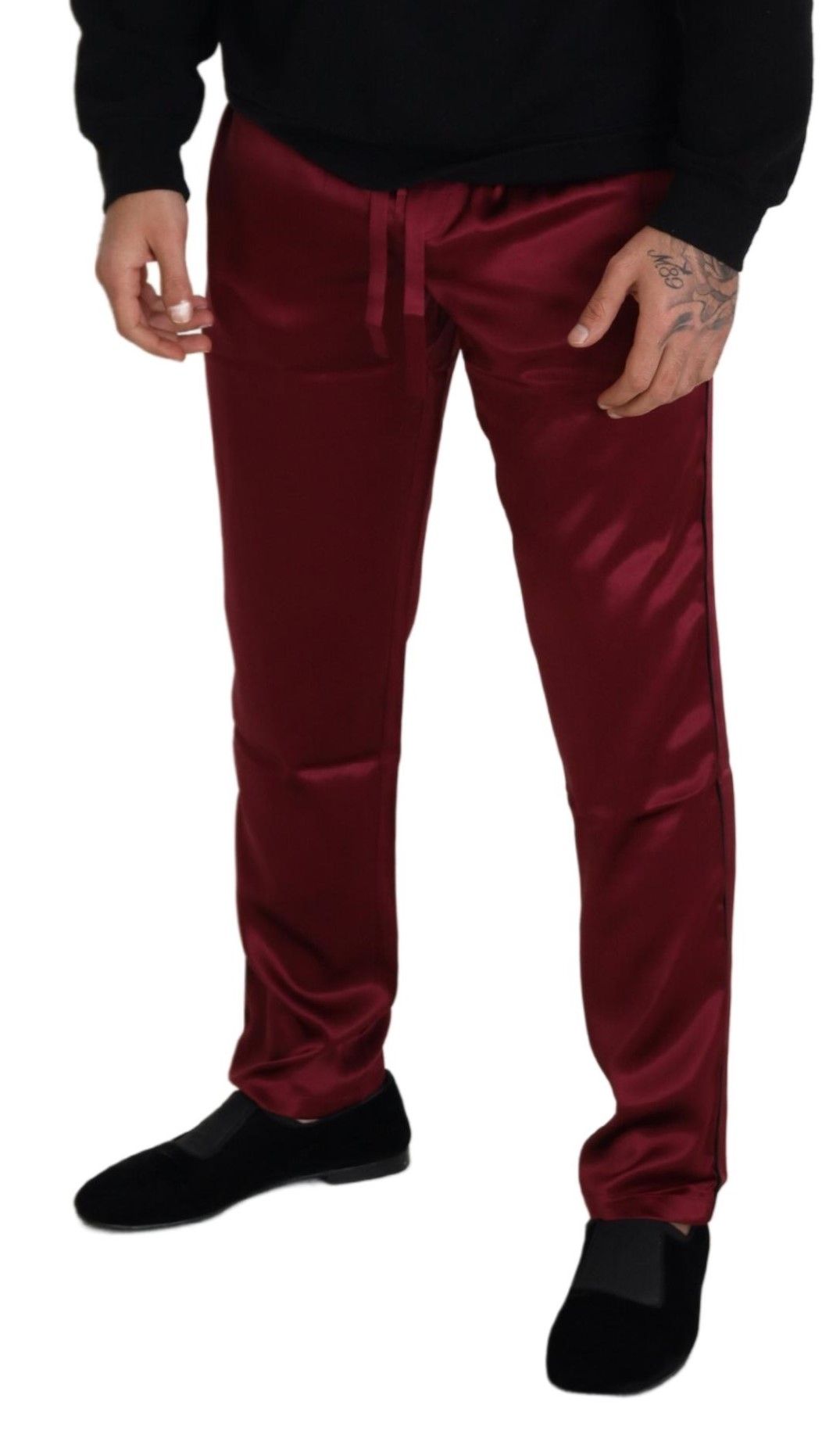 Dolce & Gabbana Bordeaux Silk DG Sleep Lounge Men's Pants