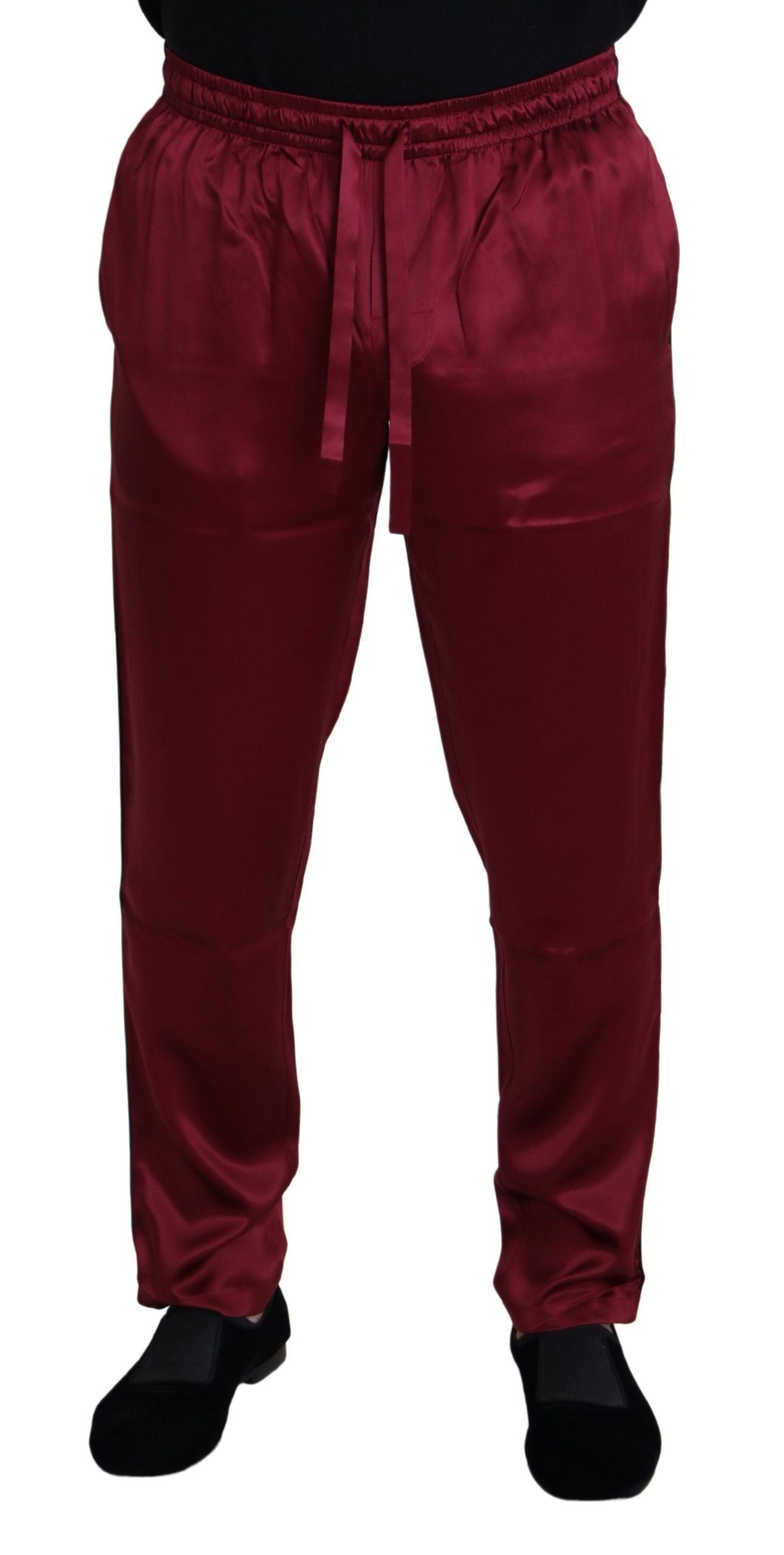 Dolce & Gabbana Bordeaux Silk DG Sleep Lounge Men's Pants