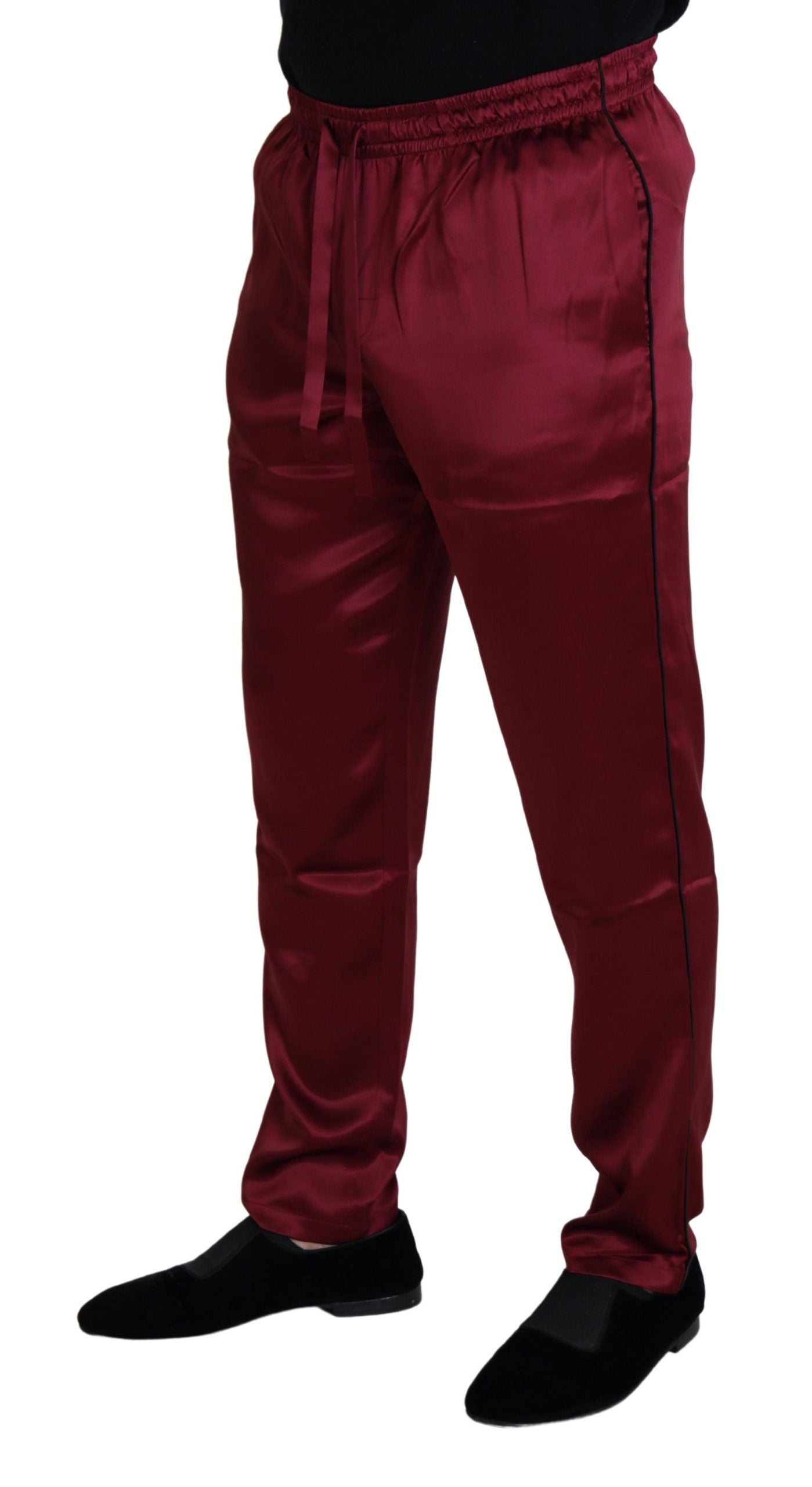 Dolce & Gabbana Bordeaux Silk DG Sleep Lounge Men's Pants