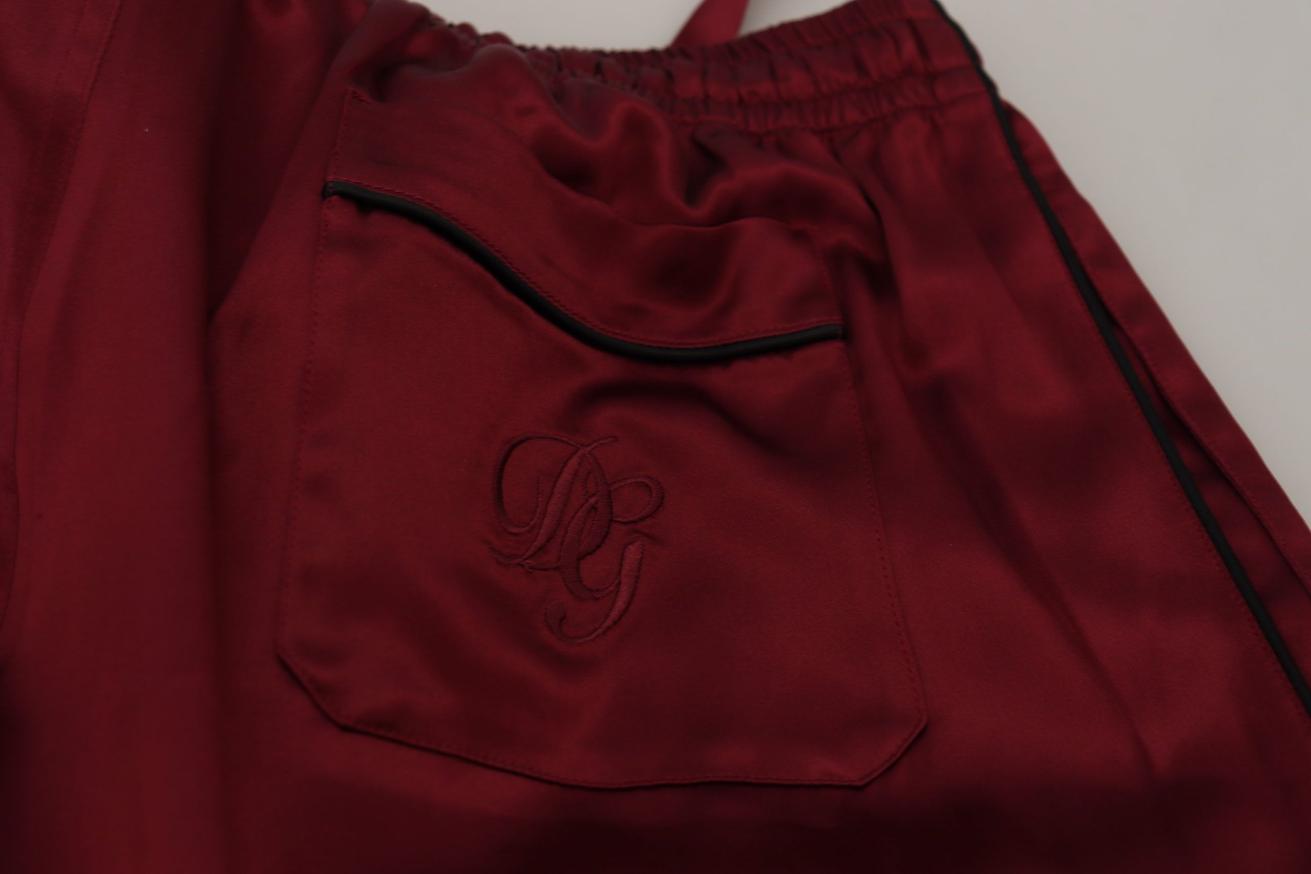 Dolce & Gabbana Bordeaux Silk DG Sleep Lounge Men's Pants