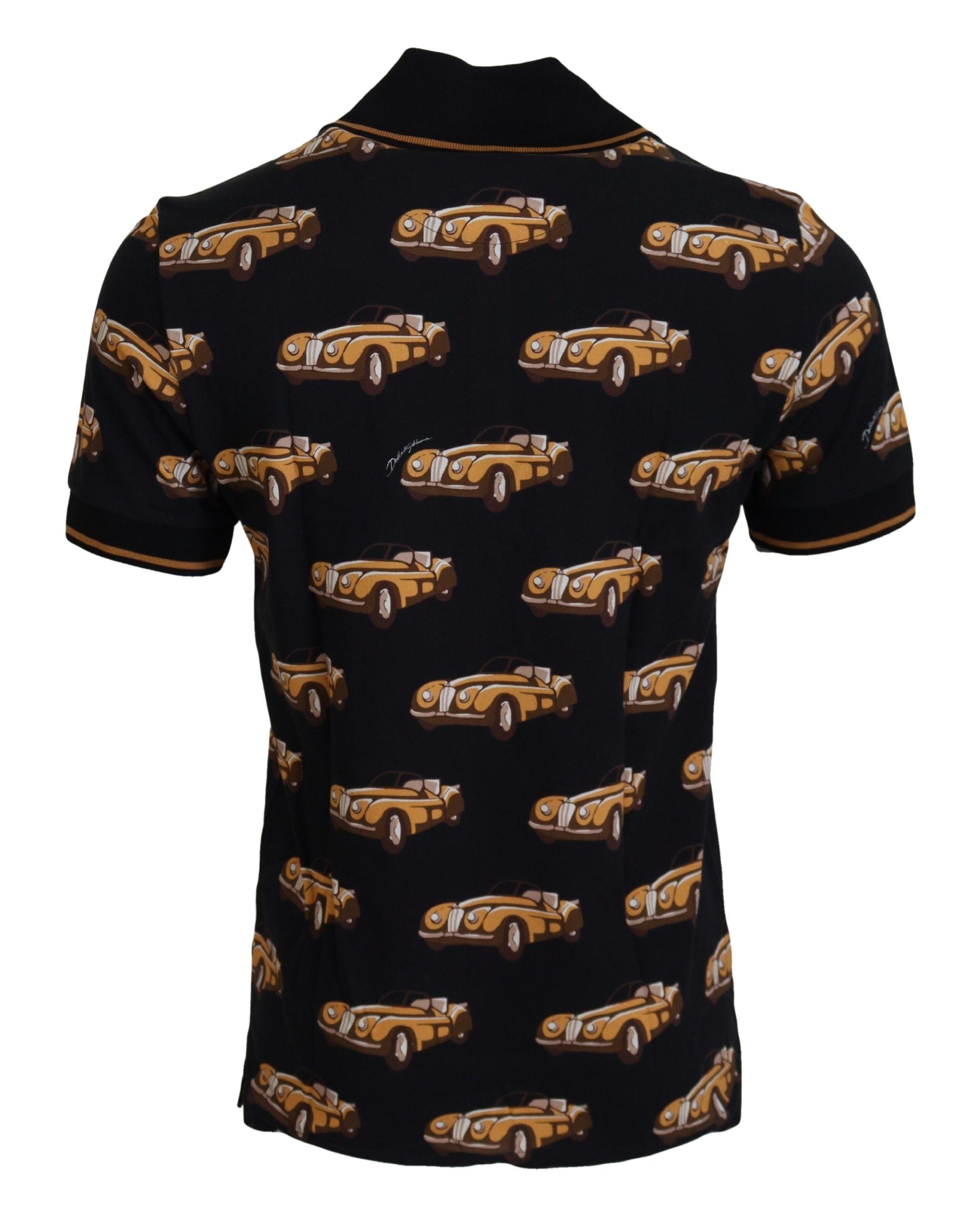 Dolce & Gabbana Black Car Print Short Sleeve Polo Men's T-shirt