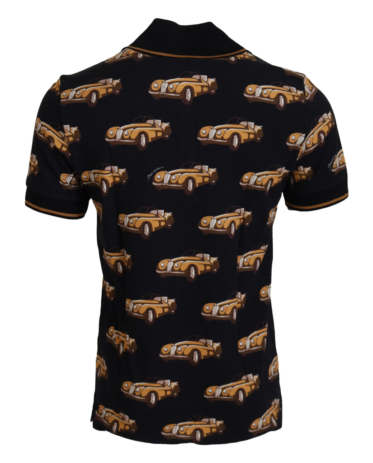 Dolce & Gabbana Black Car Print Short Sleeve Polo Men's T-shirt