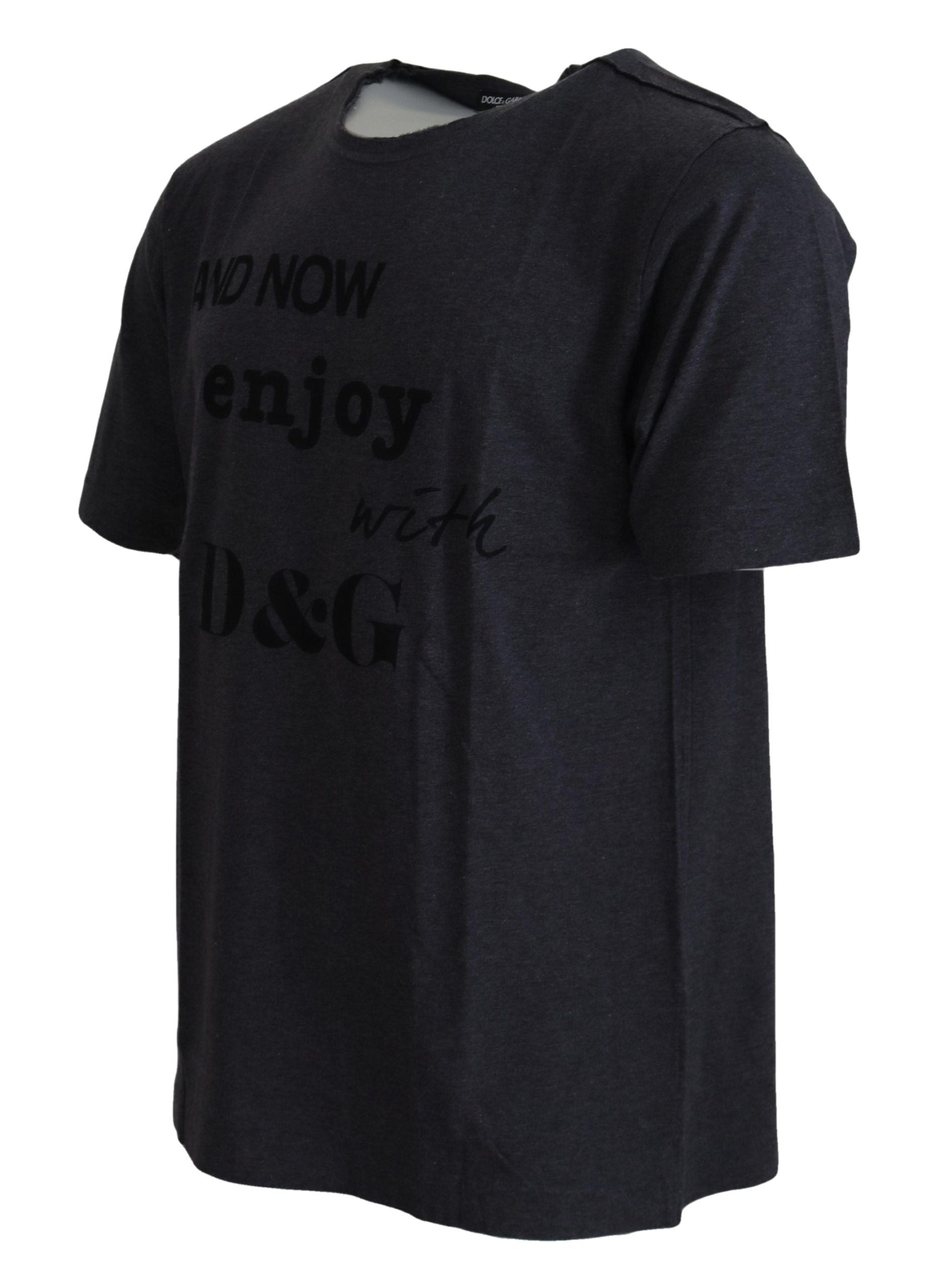Dolce & Gabbana Gray Crewneck Cotton Short Sleeve Men's T-shirt