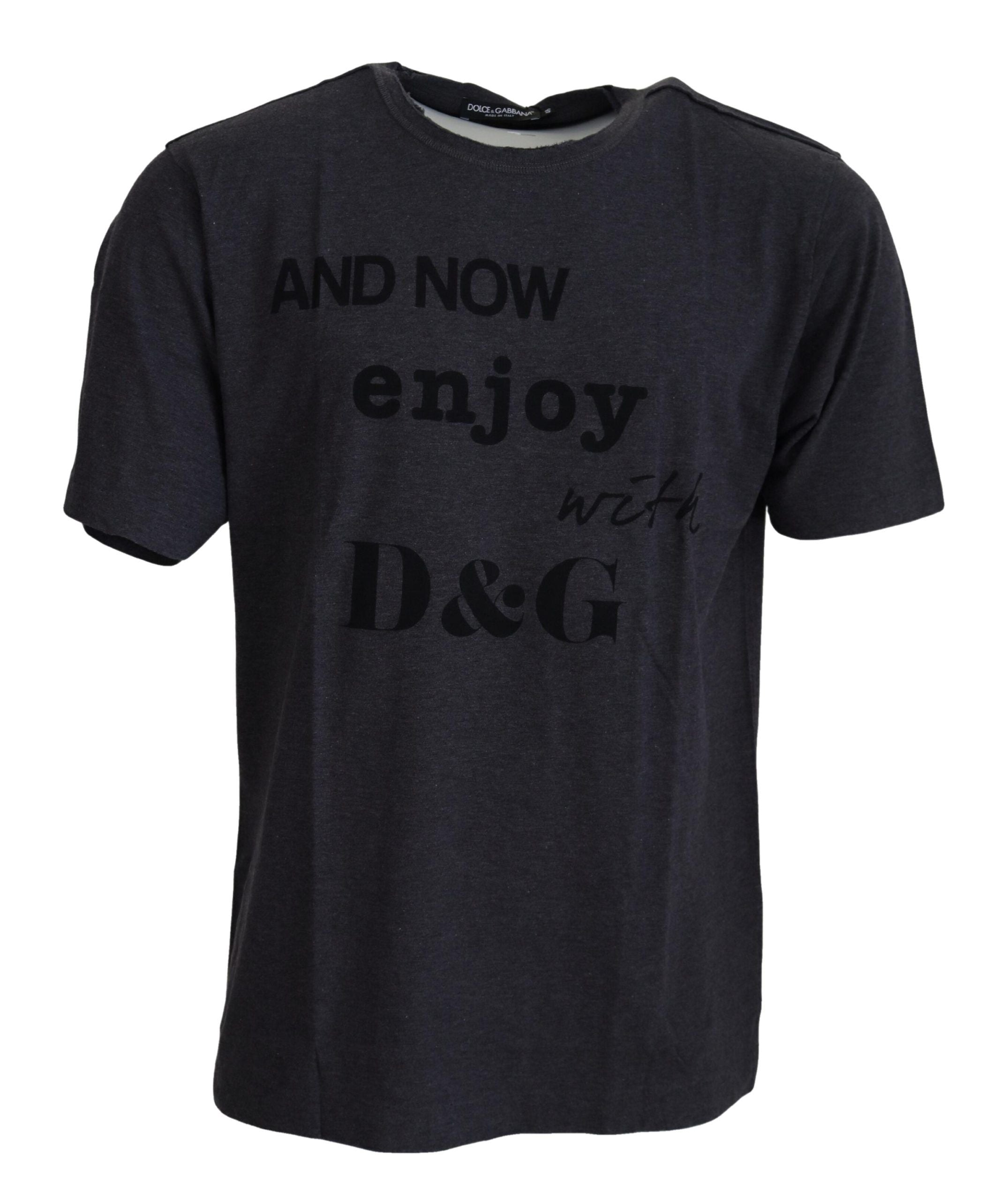Dolce & Gabbana Gray Crewneck Cotton Short Sleeve Men's T-shirt