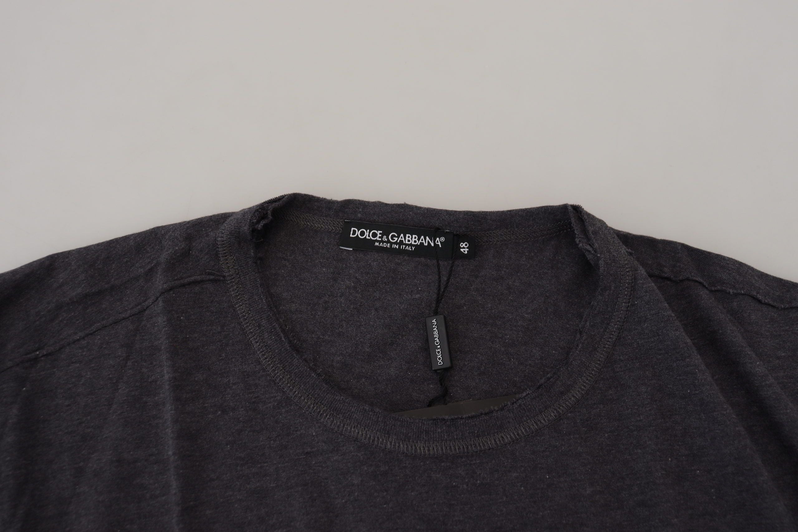 Dolce & Gabbana Gray Crewneck Cotton Short Sleeve Men's T-shirt