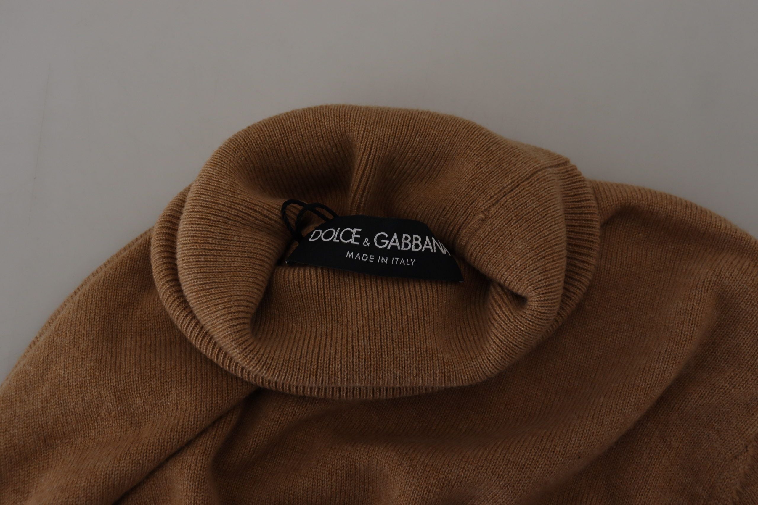 Dolce & Gabbana Beige Cashmere Turtleneck Pullover Men's Sweater